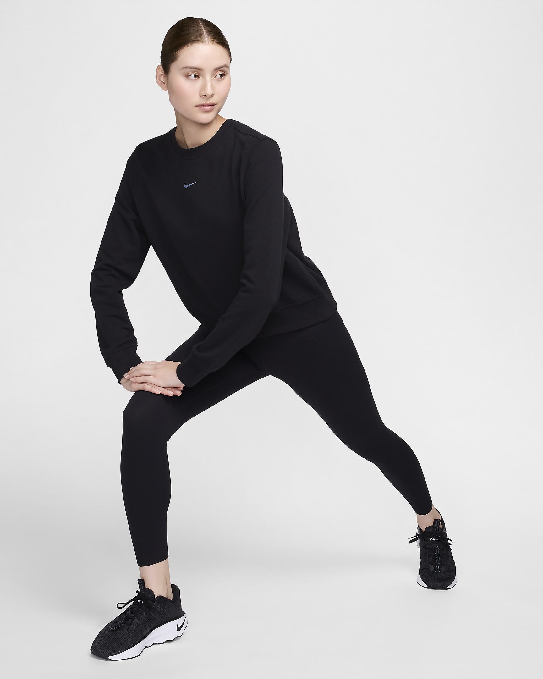 Nike Dri-FIT One Women's Crew-Neck French Terry Sweatshirt - Black/White