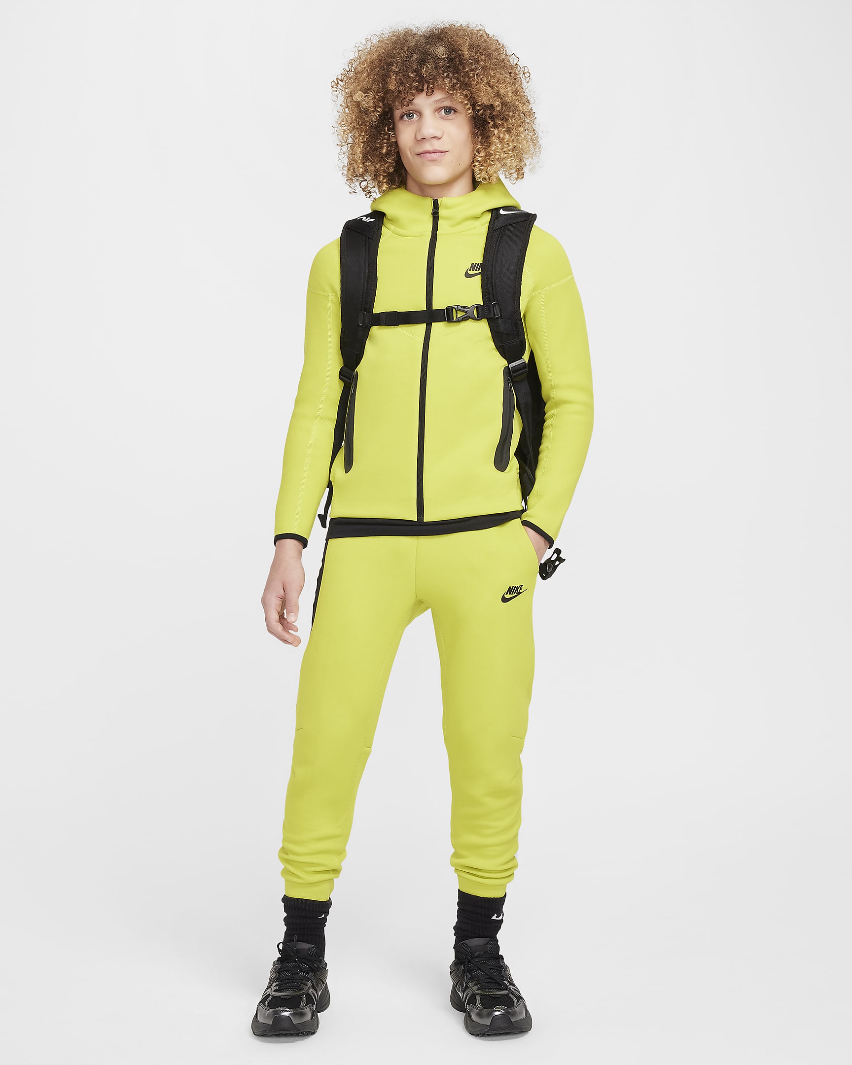 Nike Sportswear Tech Fleece Genç Çocuk (Erkek) Eşofman Altı - Bright Cactus/Siyah/Siyah