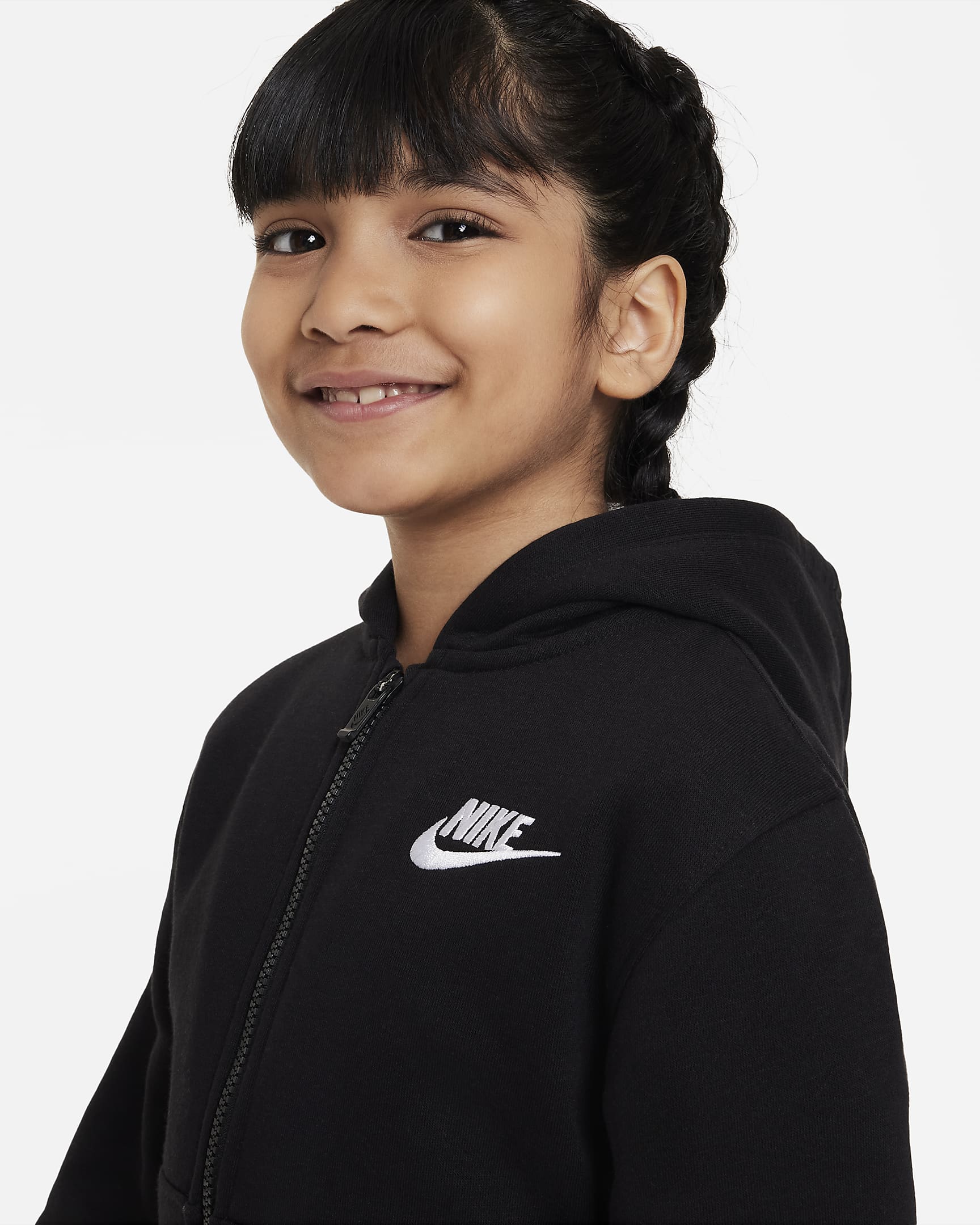 Nike Sportswear Club Fleece Little Kids' Full-Zip Hoodie - Black