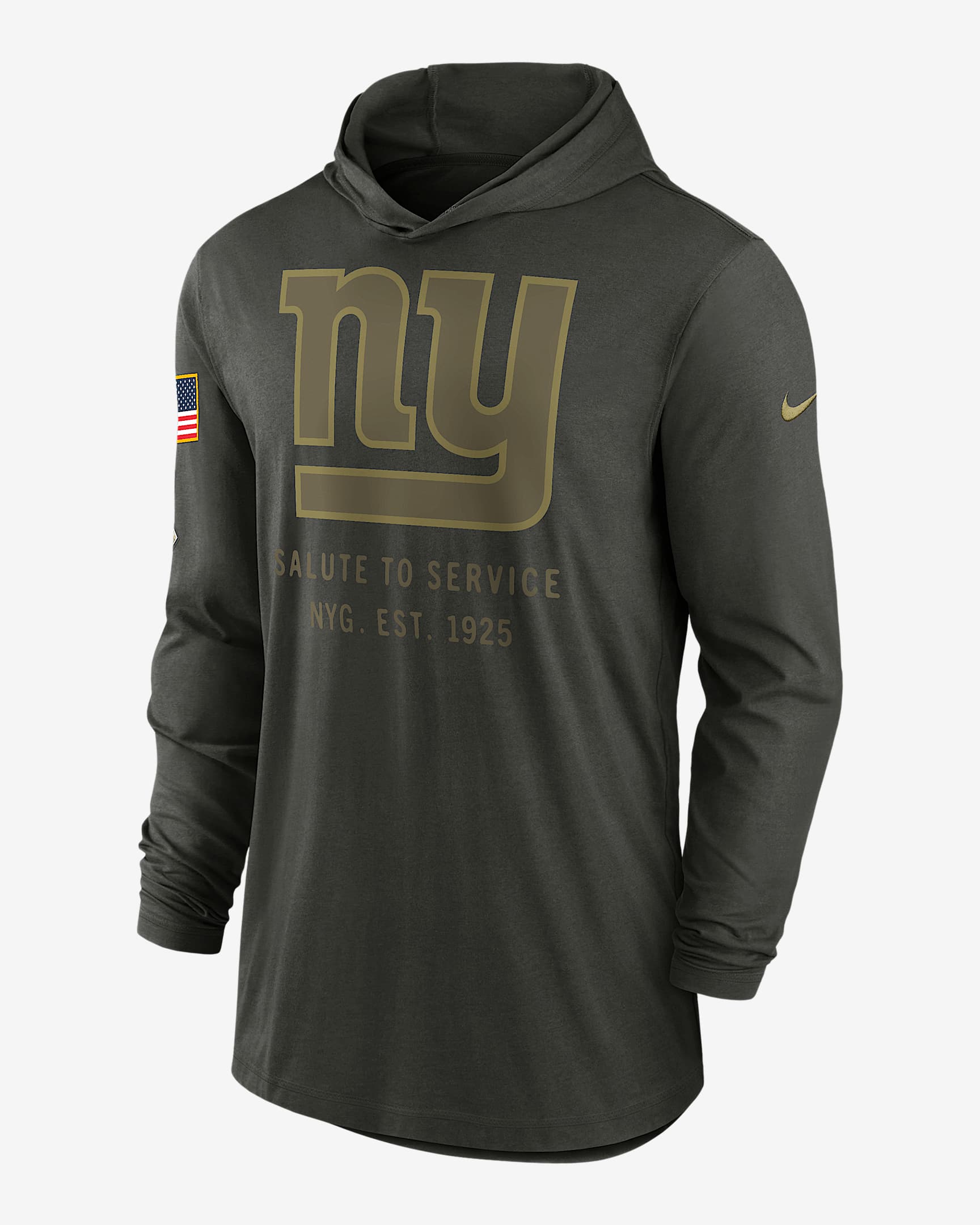 New York Giants Salute to Service Sideline Men’s Nike Dri-FIT NFL Long-Sleeve Hooded Top - Sequoia