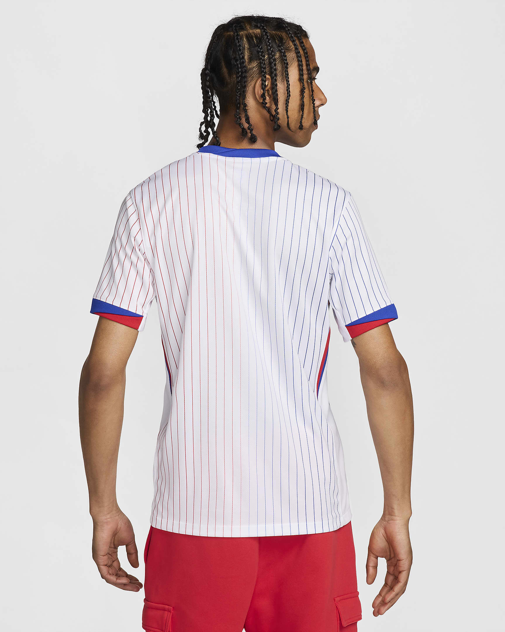 FFF (Women's Team) 2024/25 Stadium Away Men's Nike Dri-FIT Football Replica Shirt - White/University Red/Bright Blue/Bright Blue