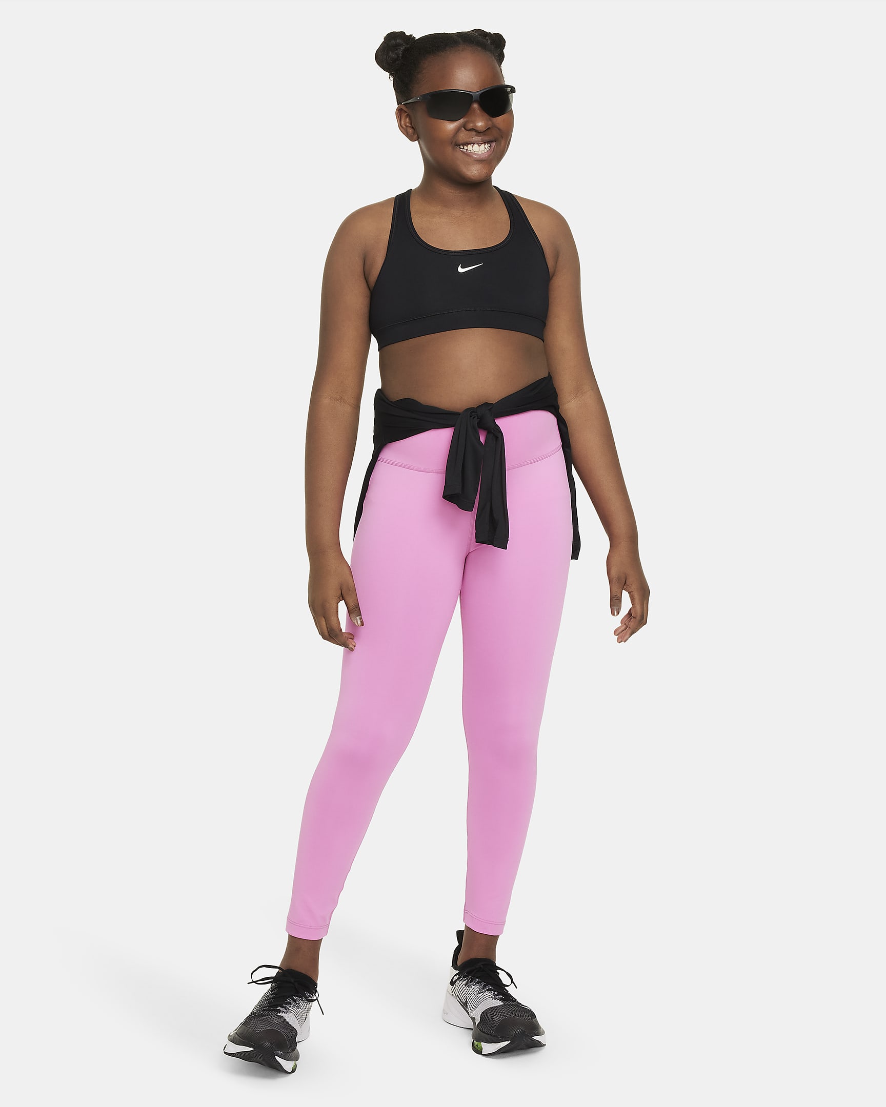 Brassière de sport Nike Swoosh pour Fille plus âgée (taille élargie) - Noir/Blanc