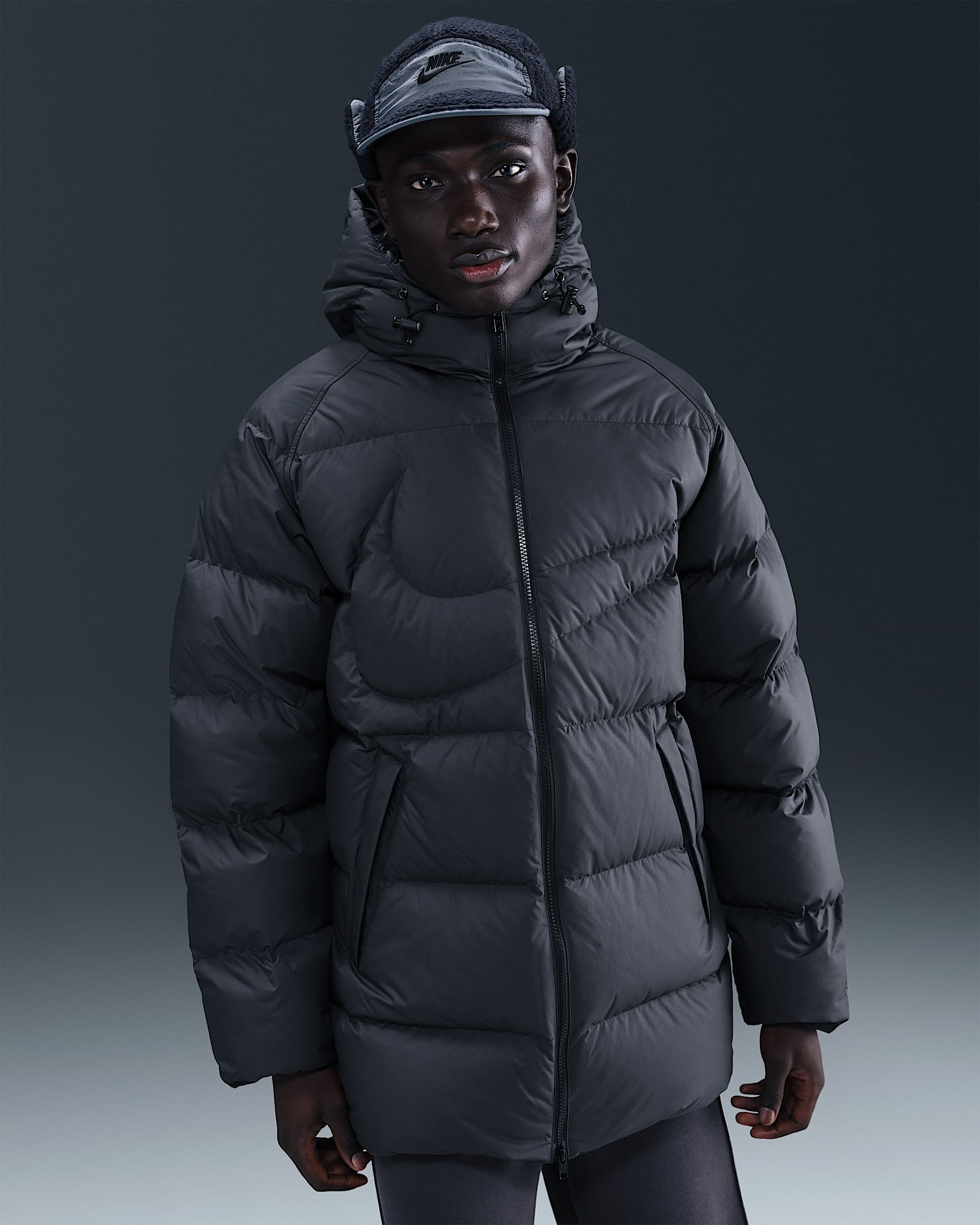 Nike Sportswear Club Men's Therma-FIT Loose Parka - Black/Black