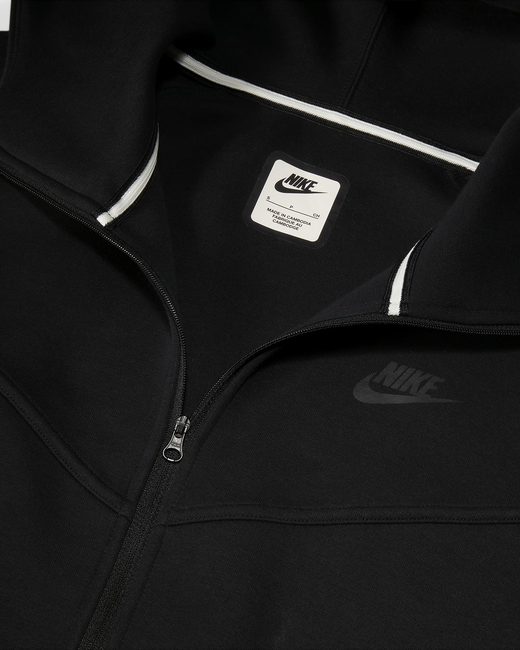 Nike Sportswear Tech Fleece Windrunner Tam Boy Fermuarlı Kadın Kapüşonlu Üst (Büyük Beden) - Siyah/Siyah