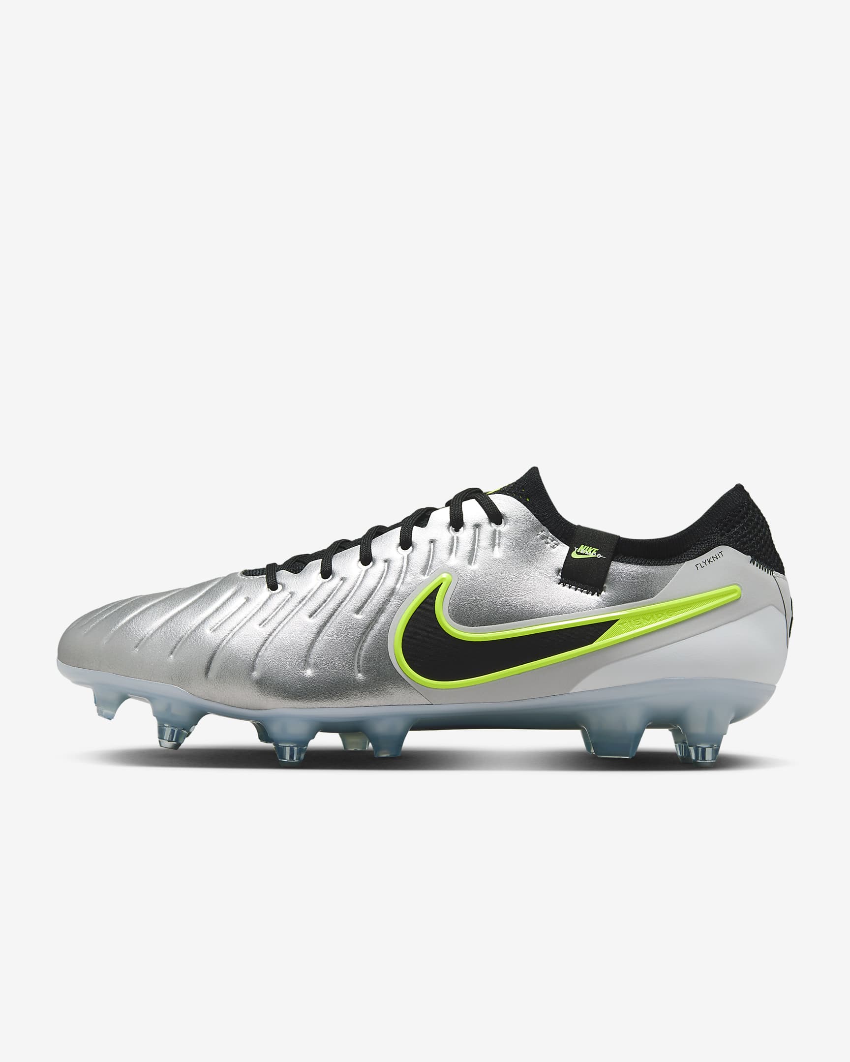 Nike Tiempo Legend 10 Elite Soft-Ground Low-Top Football Boot - Metallic Silver/Volt/Black