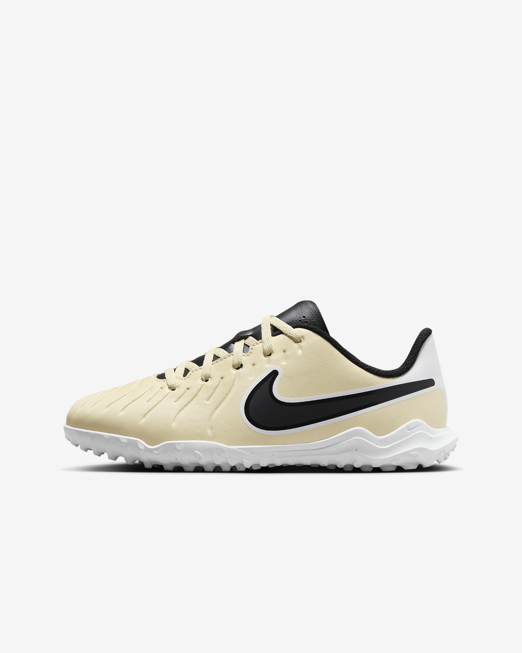 Chaussure de foot basse pour surface synthétique Nike Jr. Tiempo Legend 10 Club pour enfant/ado - Lemonade/Metallic Gold Coin/Noir