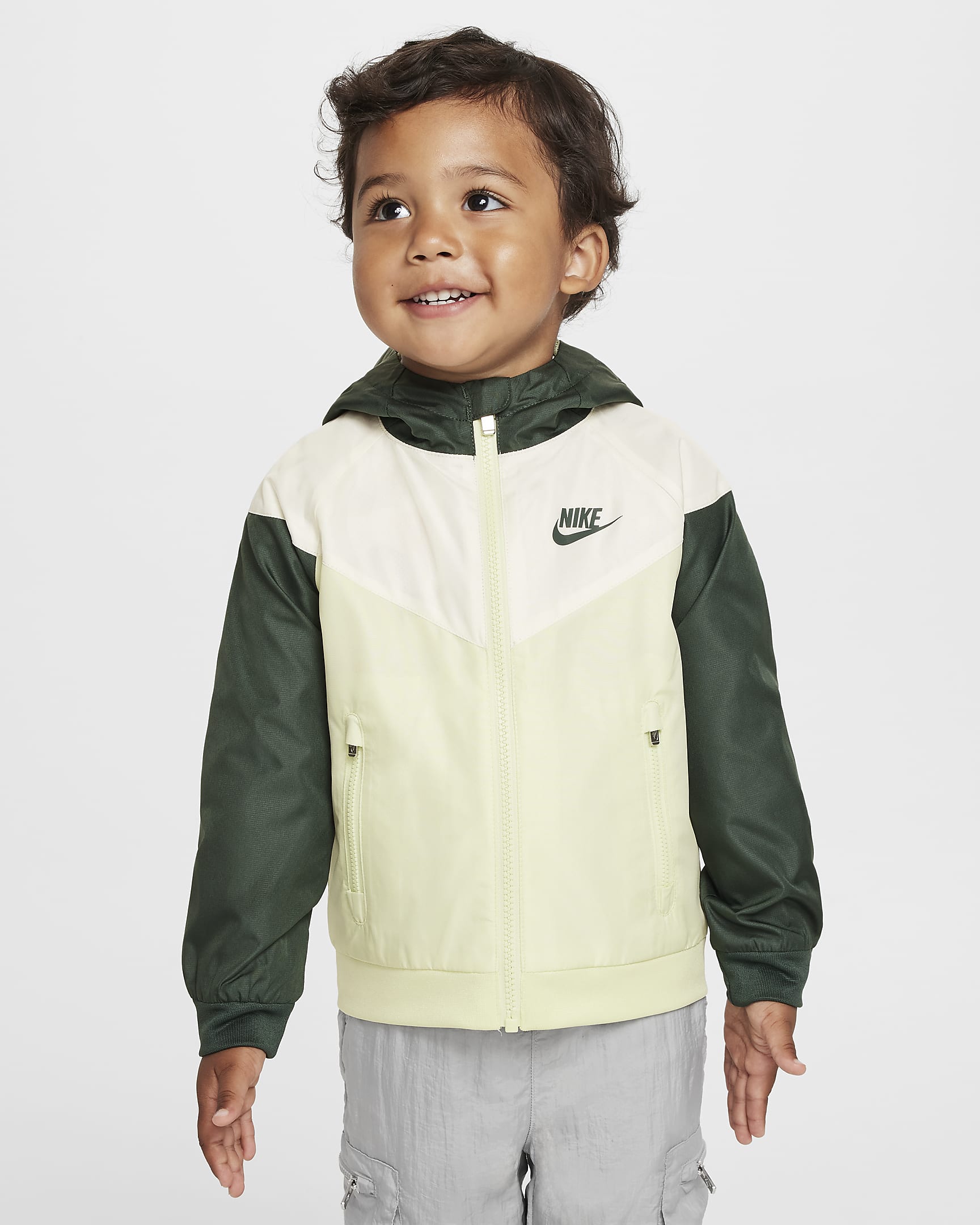 Chamarra infantil con cierre completo Nike Sportswear Windrunner - Verde aceite