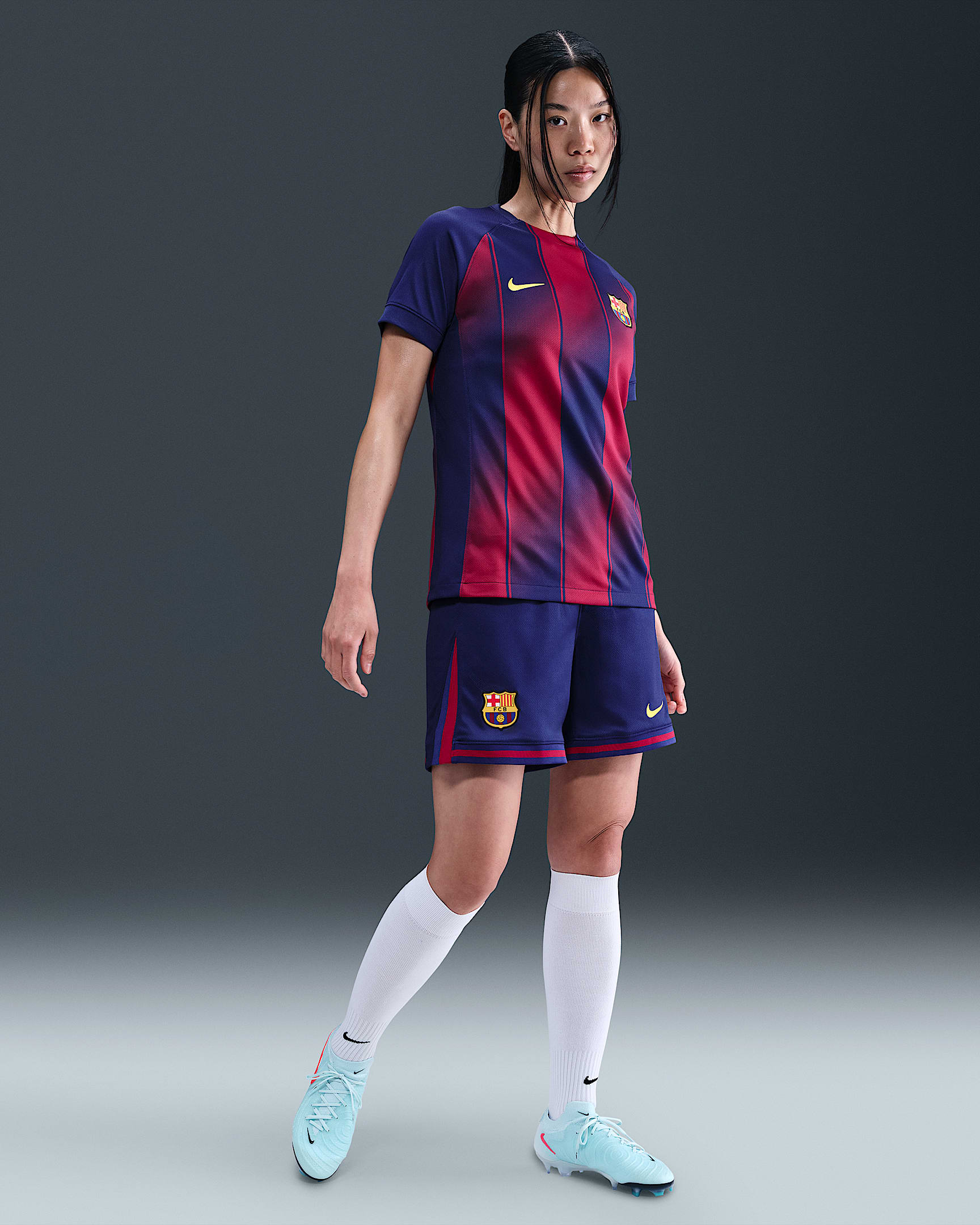 F.C. Barcelona 2025/26 Stadium Home Women's Nike Dri-FIT Football Replica Shorts - Deep Royal Blue/Noble Red/Midwest Gold