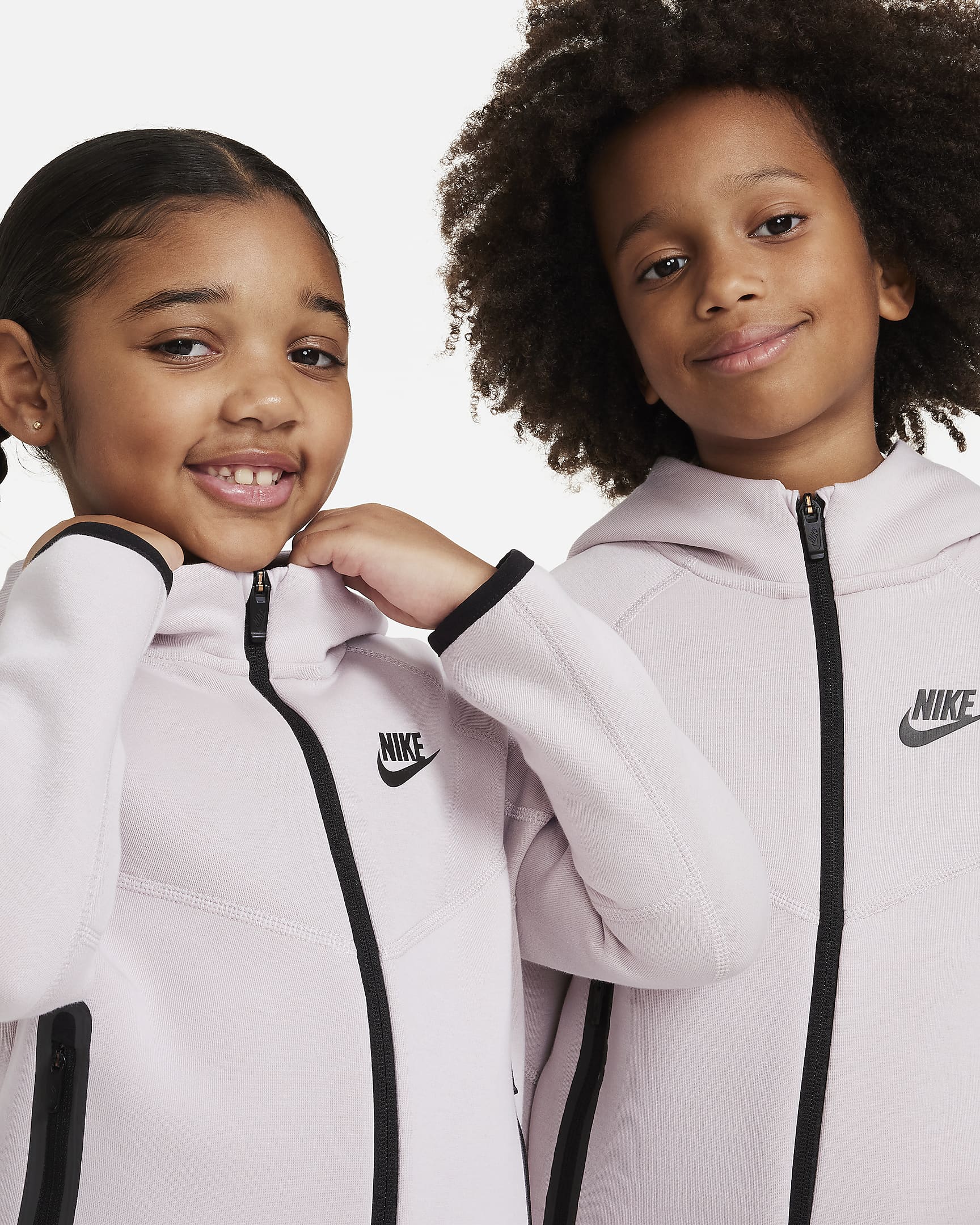 Completo in 2 pezzi con cappuccio Nike Sportswear Tech Fleece Full-Zip Set – Bambini - Platinum Violet