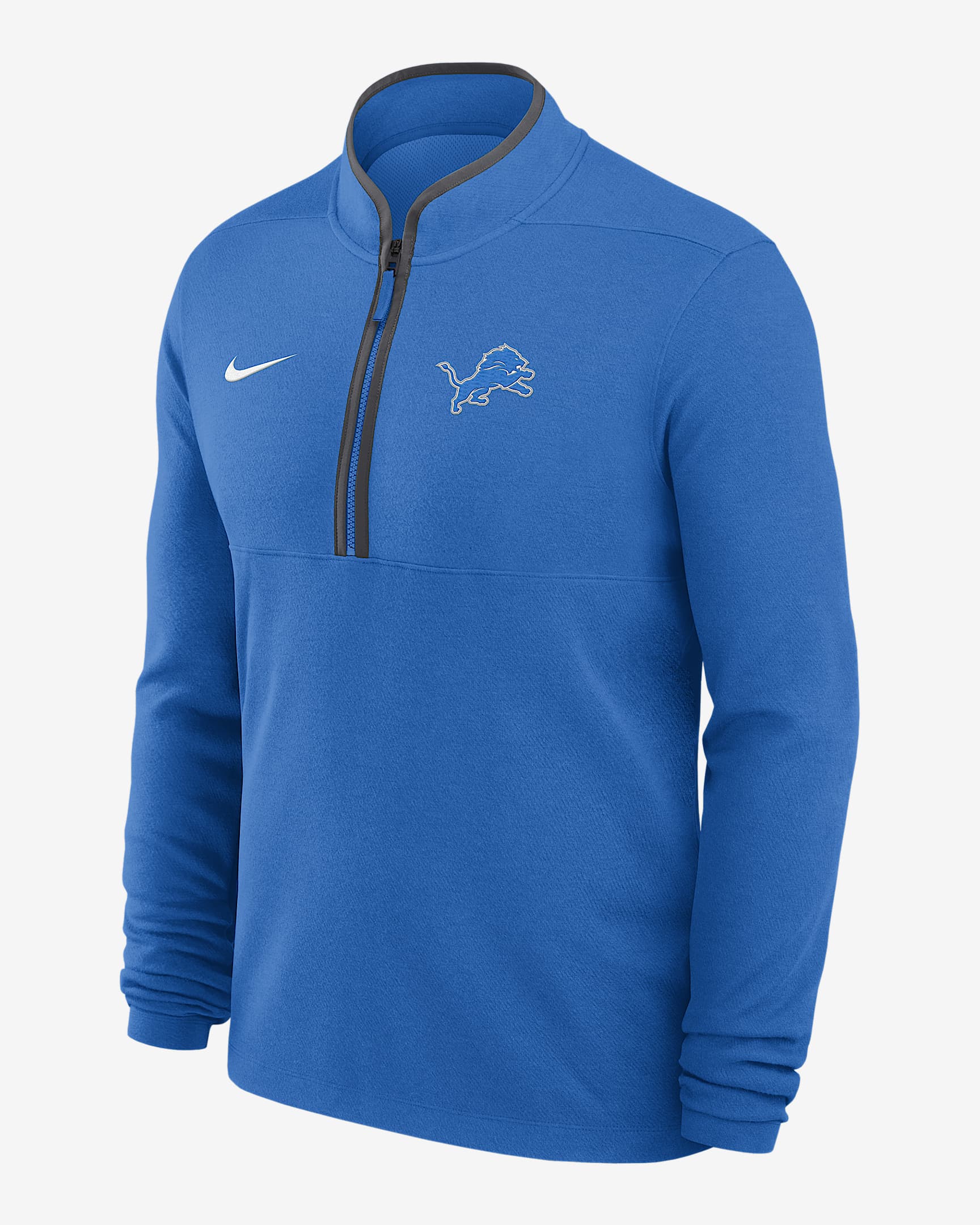 Detroit Lions Logo Victory Men's Nike Dri-FIT NFL 1/2-Zip Long-Sleeve Top - Blue