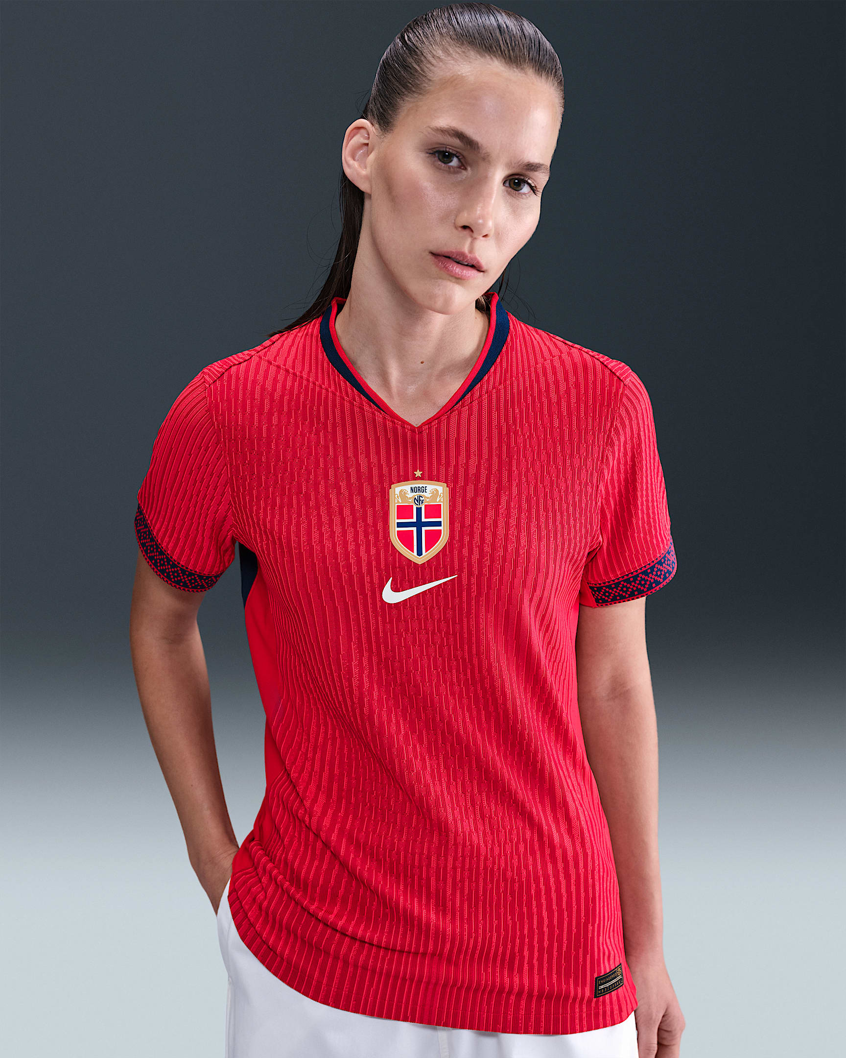 Norway 2025 Match Home (Women's Team) Women's Nike Dri-FIT ADV Football Authentic Shirt - University Red/Blue Void/White