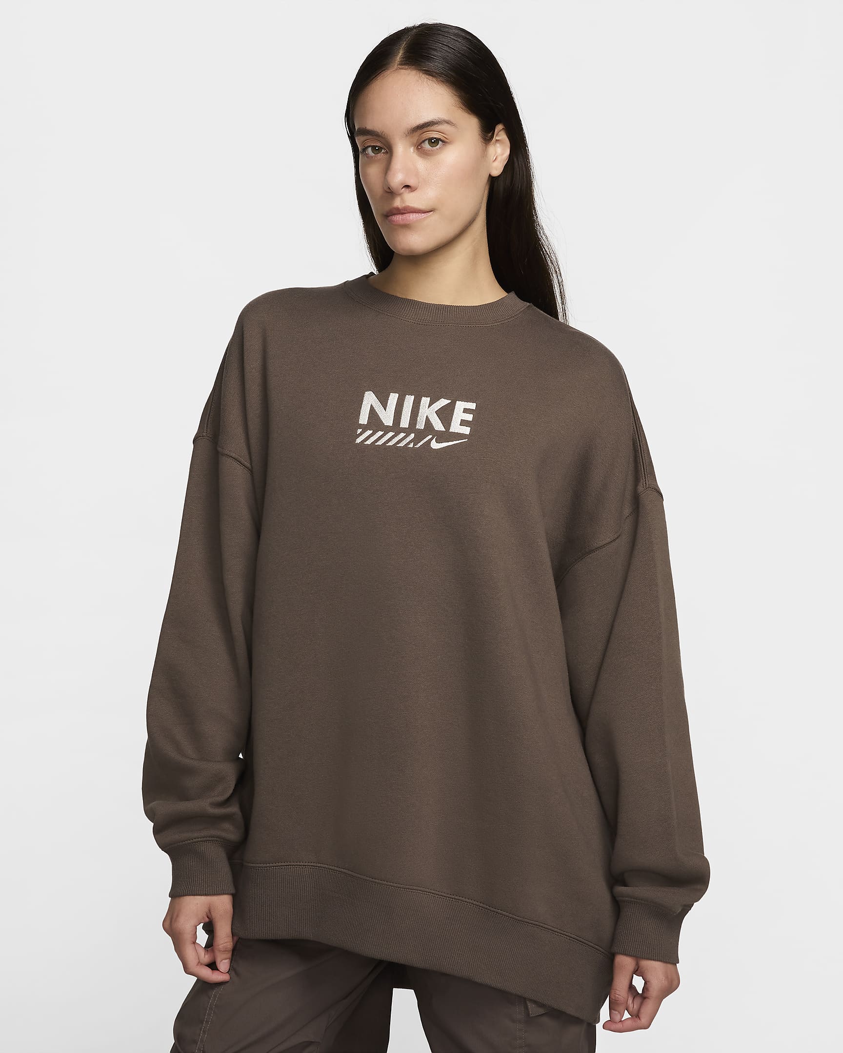 Nike Sportswear extragroßes Fleece-Sweatshirt mit Rundhalsausschnitt für Damen - Ironstone