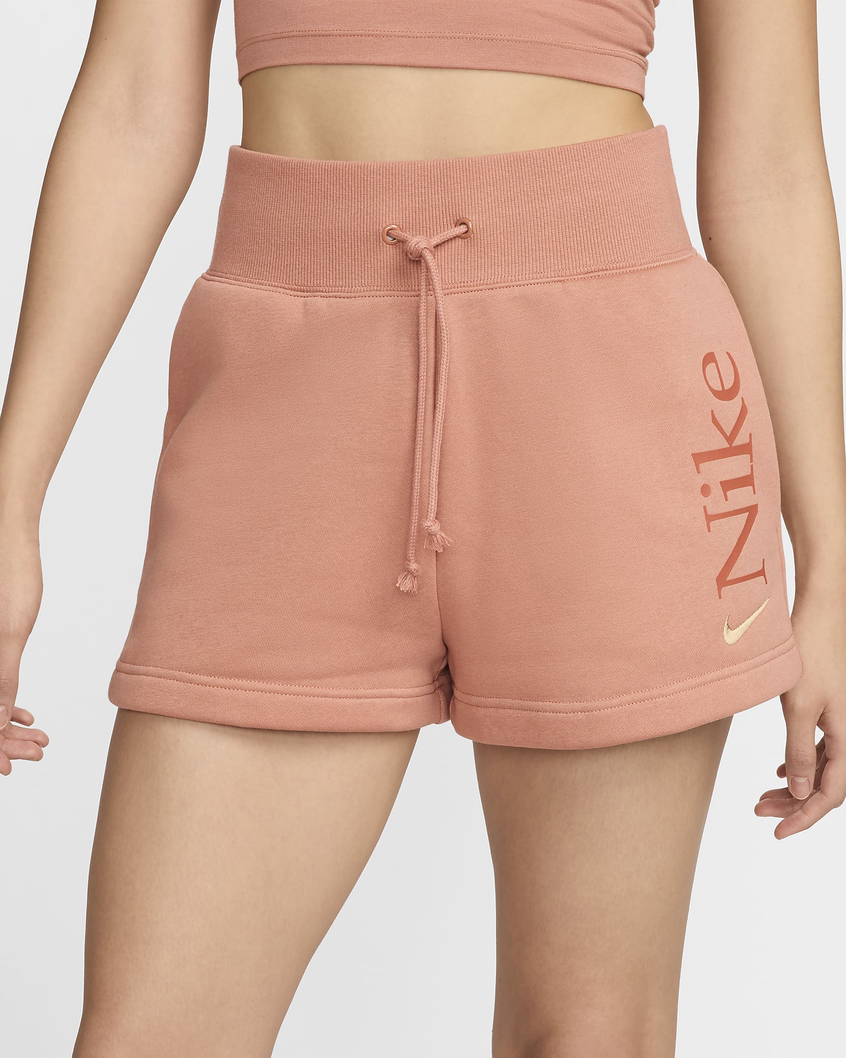 Nike Sportswear Phoenix Fleece Women's Loose High-Waisted 5cm (approx.) Logo Shorts - Terra Blush/Burnt Sunrise/Sesame