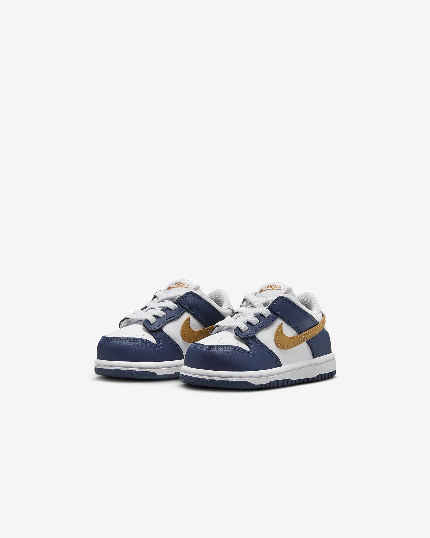 Calzado para bebé e infantil Nike Dunk Low - Blanco/Azul marino medianoche/Trigo