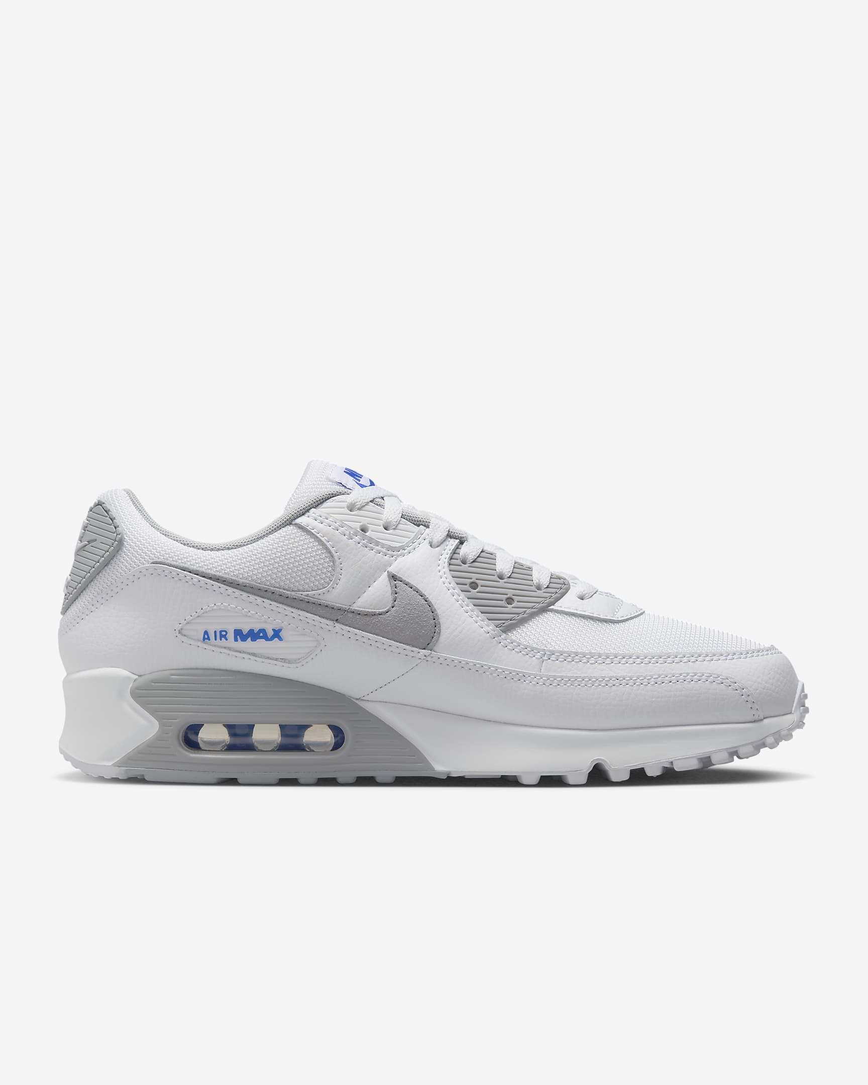 Nike Air Max 90 Men's Shoes - White/Racer Blue/Black/Light Smoke Grey