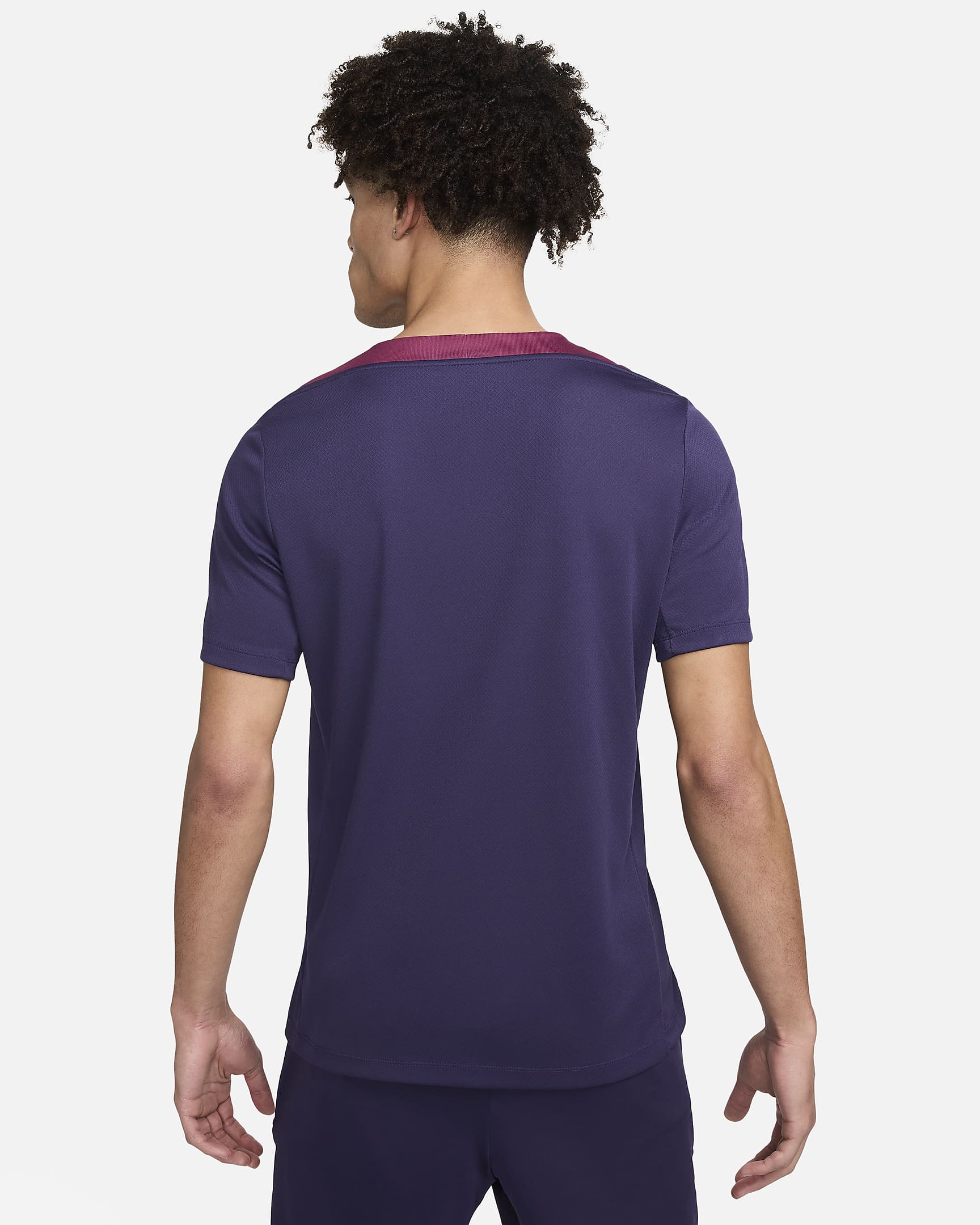 Haut de foot en maille à manches courtes Nike Dri-FIT Angleterre Strike pour homme - Purple Ink/Rosewood/Blanc