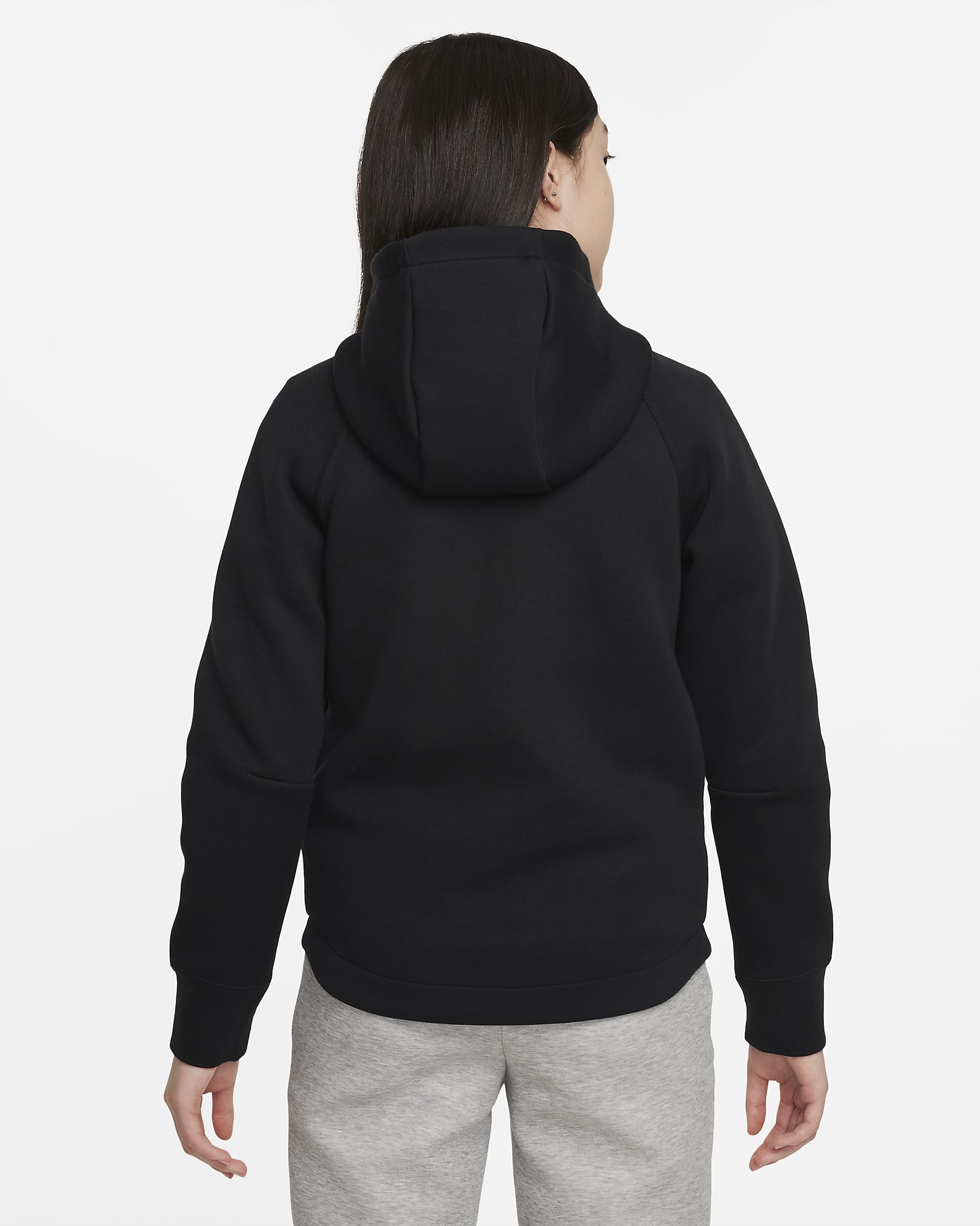 Felpa con cappuccio e zip a tutta lunghezza Nike Sportswear Tech Fleece – Ragazza - Nero/Nero/Nero