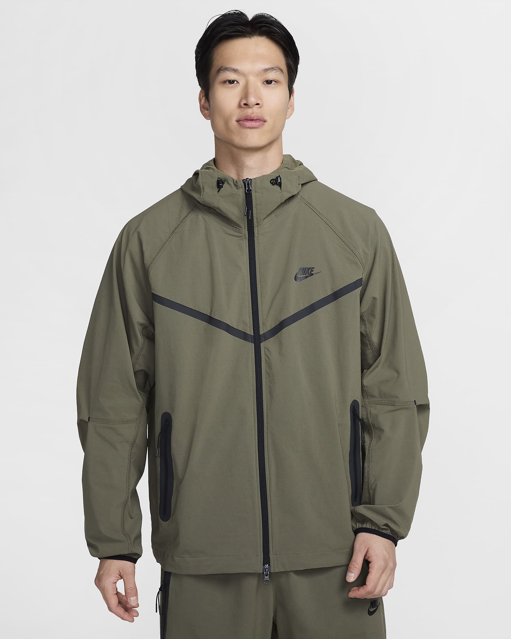 เสื้อแจ็คเก็ตซิปยาวแบบทอผู้ชาย Nike Tech Windrunner - Medium Olive/Medium Olive/ดำ