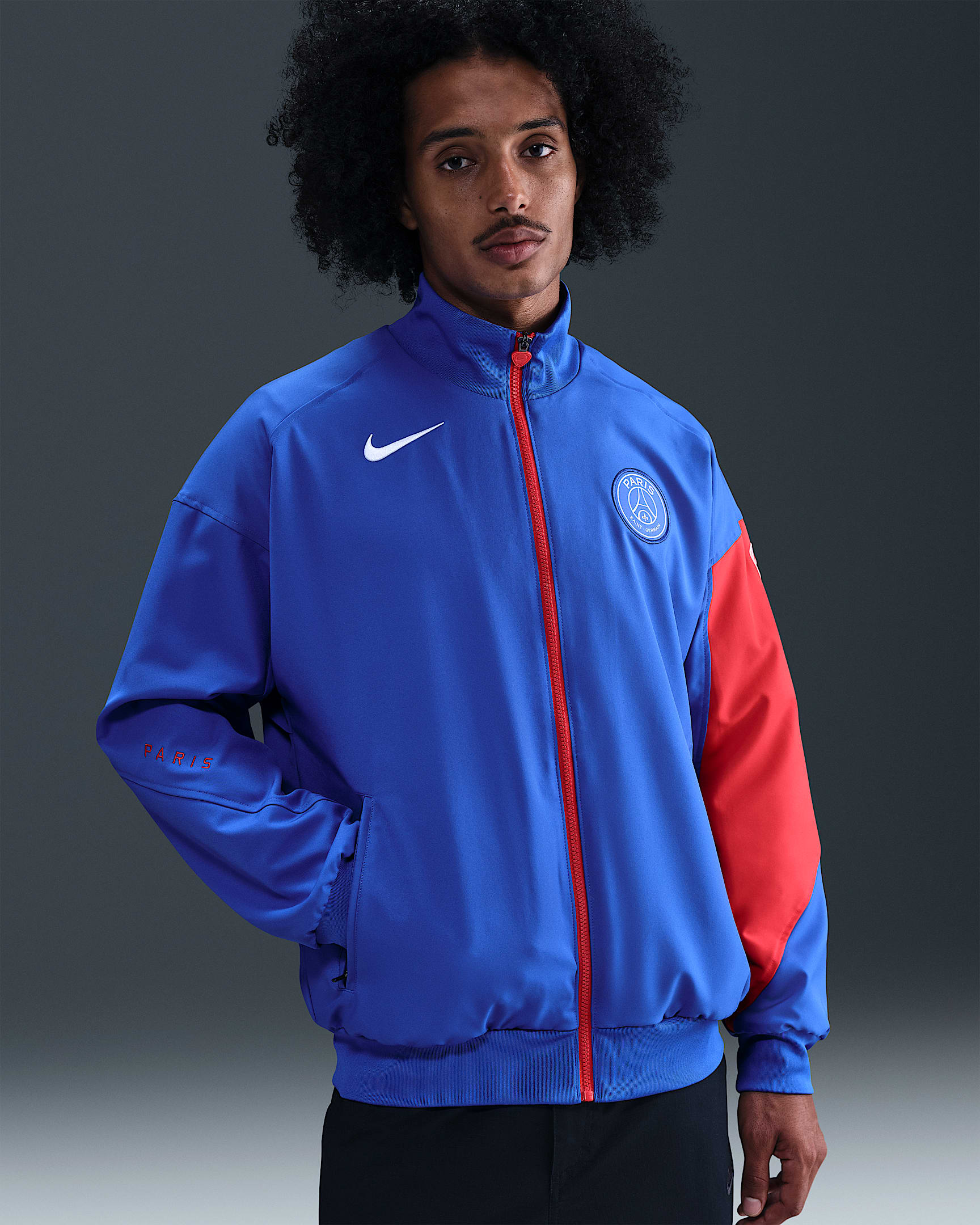 PSG Strike Third Men's Nike Dri-FIT Total 90 Football Anthem Jacket - Hyper Royal/Global Red/White