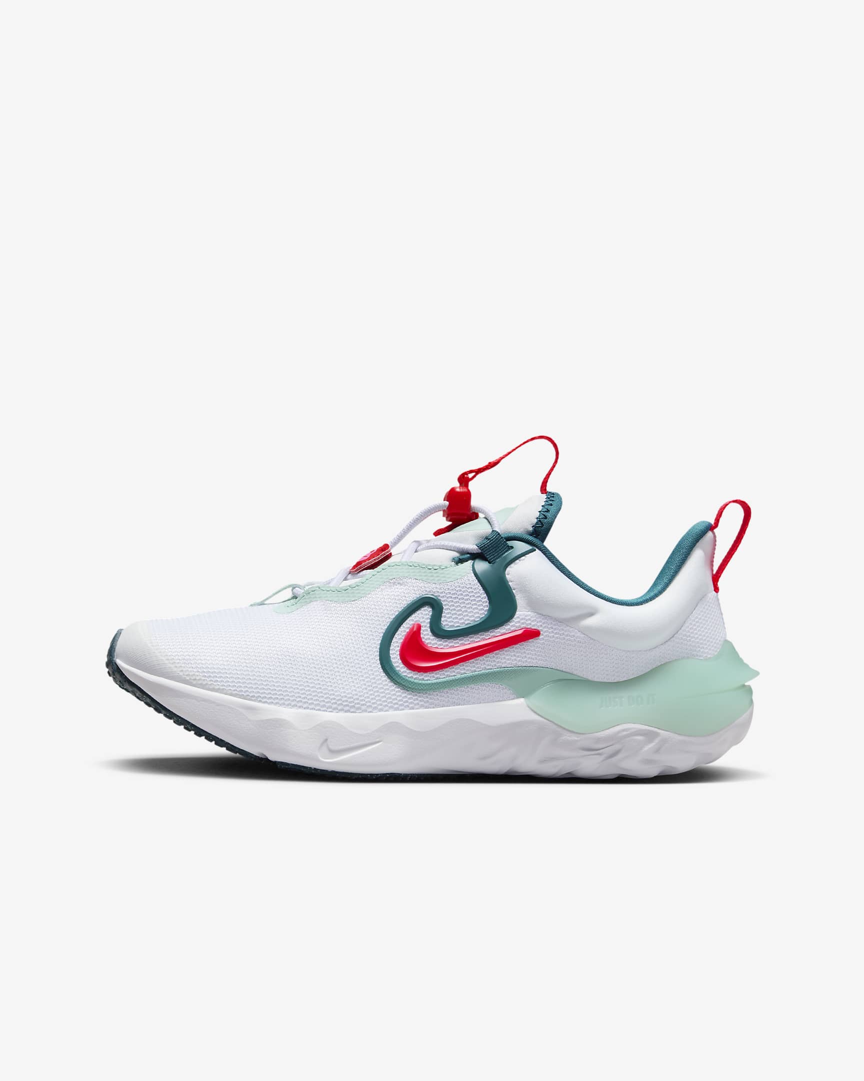 Nike Run Flow Older Kids' Running Shoes - White/Jade Ice/Geode Teal/Siren Red