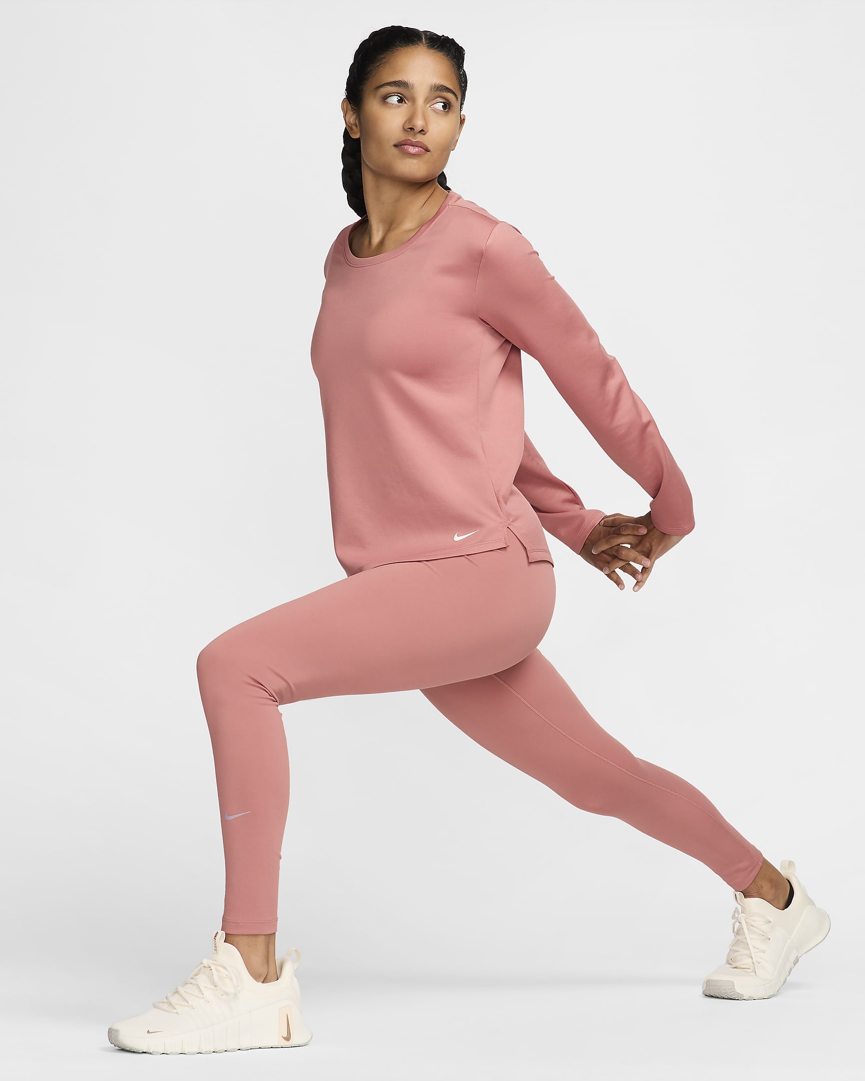 Prenda para la parte superior de manga larga para mujer Nike Therma-FIT One - Rosa cañón/Blanco