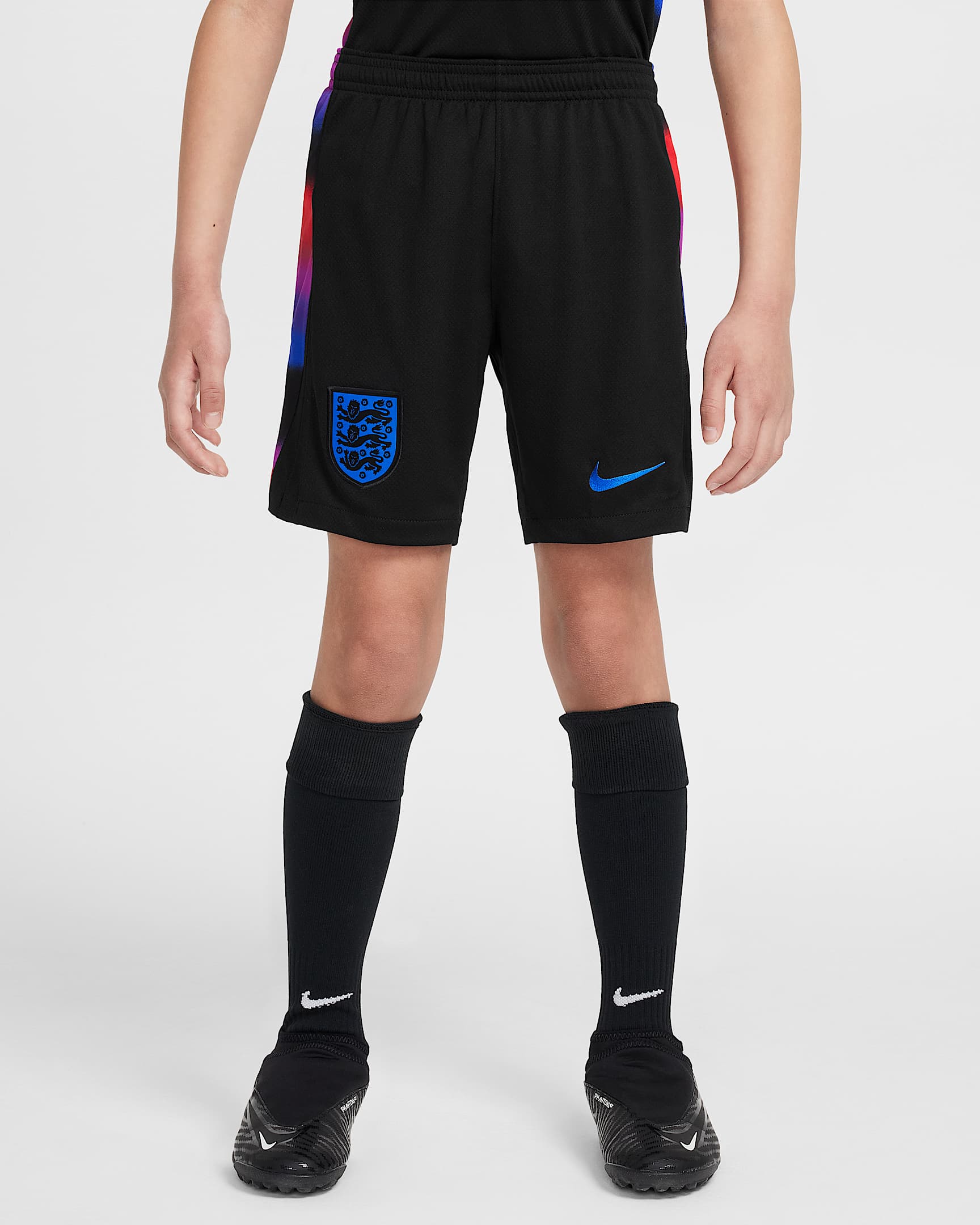 İngiltere 2025/26 Stadyum Deplasman Nike Dri-FIT Genç Çocuk Futbol Taraftar Şortu - Siyah/Light Photo Blue