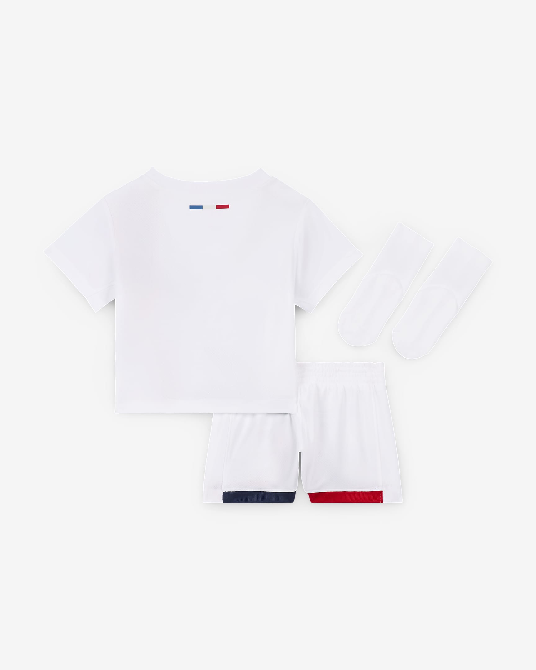 Trzyczęściowy strój piłkarski dla niemowląt i maluchów Nike Paris Saint-Germain Stadium 2024 (wersja wyjazdowa) – replika - Biel/Midnight Navy/University Red/Midnight Navy