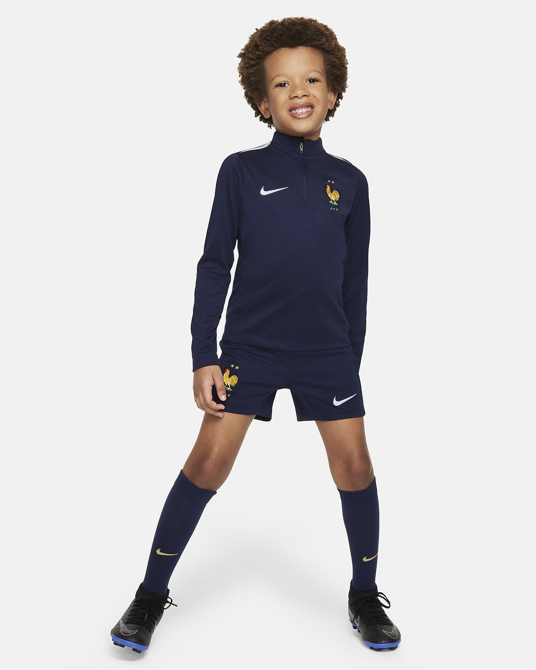 FFF Academy Pro Camiseta de entrenamiento de fútbol Nike Dri-FIT - Niño/a pequeño/a - Blackened Blue/Cobalt Bliss