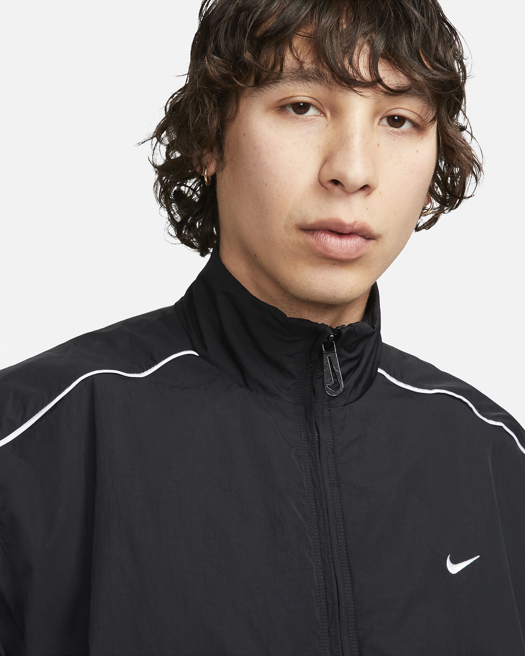 Veste de survêtement tissée Nike Sportswear Solo Swoosh pour homme - Noir/Blanc