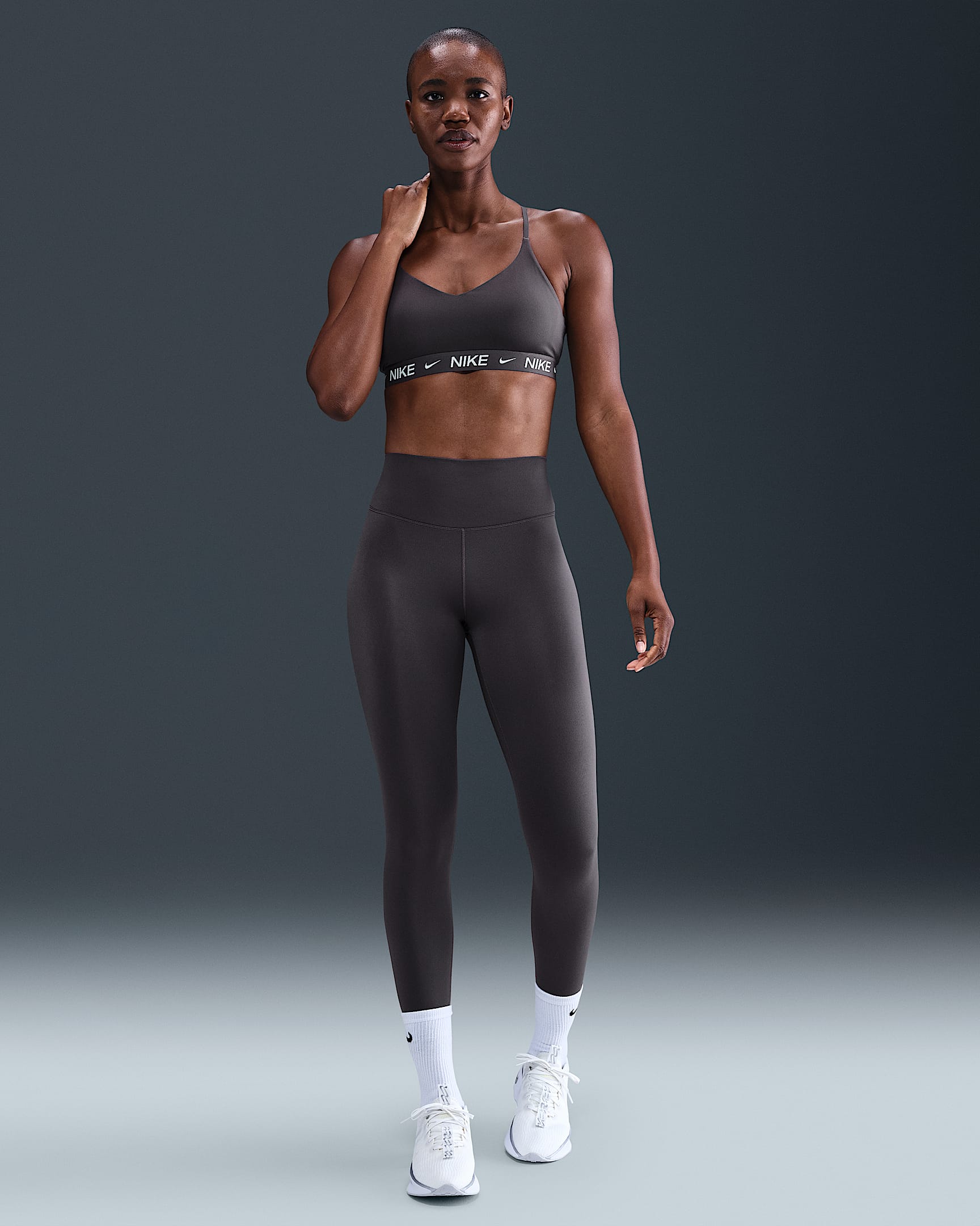 Leggings de largo completo de tiro alto Therma-FIT para mujer Nike One - Gris trueno/Blanco