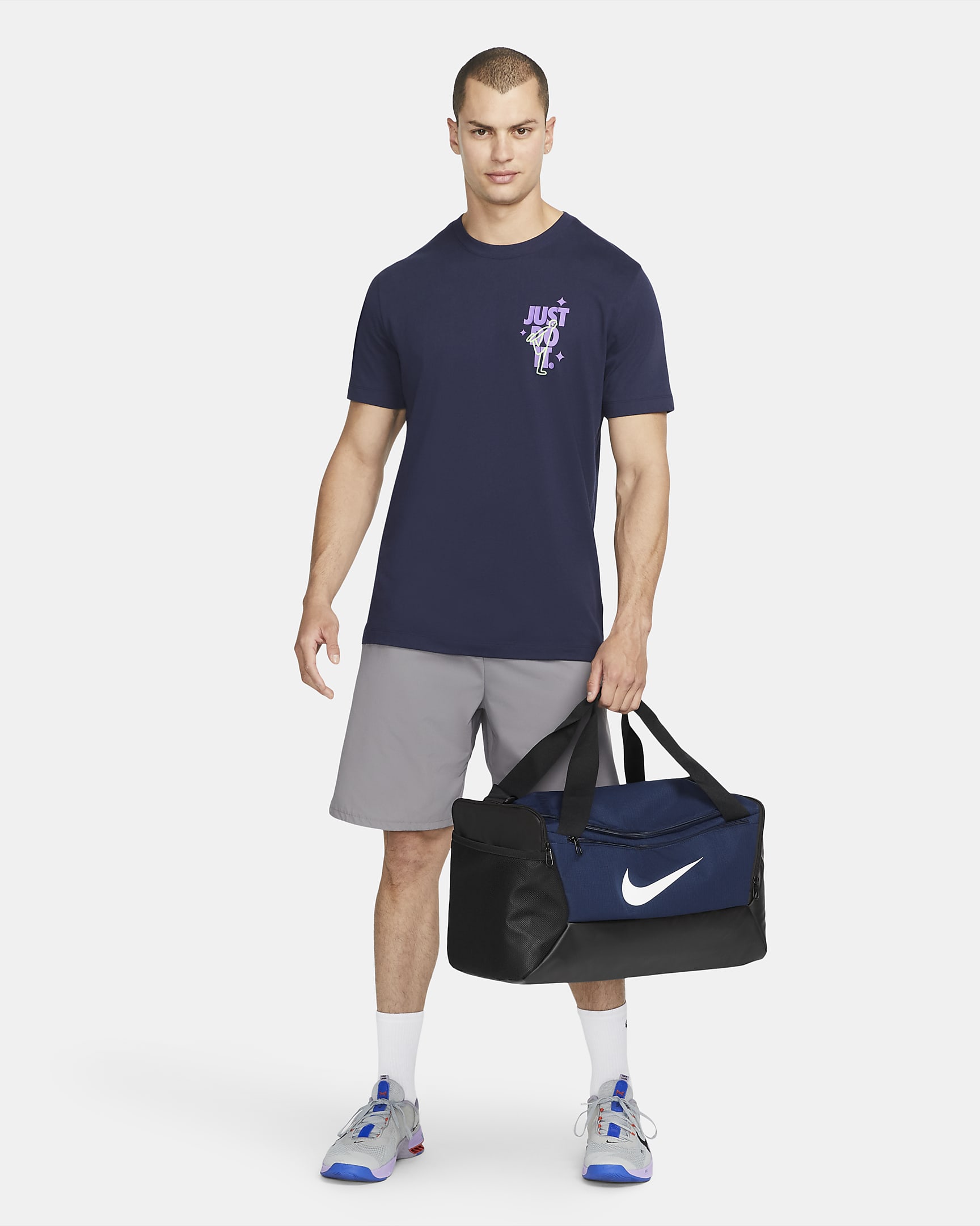 Nike Brasilia 9.5 Training Duffel Bag (Small, 41L) - Midnight Navy/Black/White