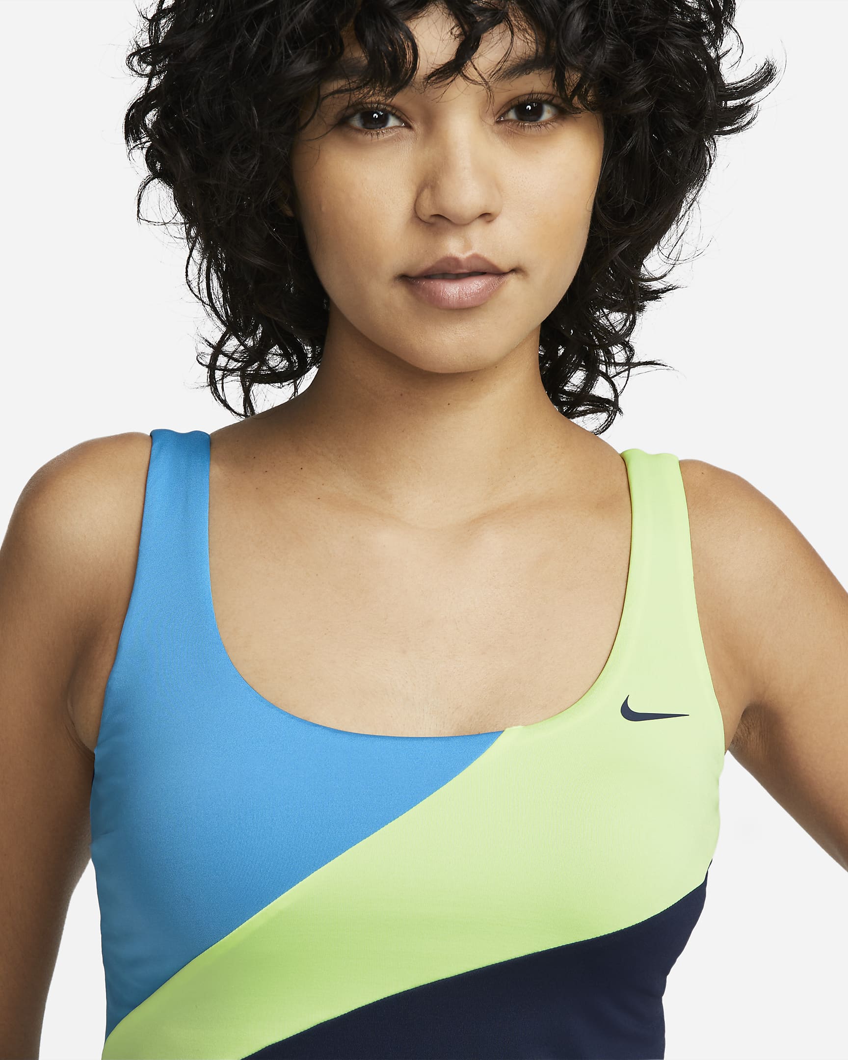 Tankini de natación con cuello en forma de U para mujer Nike - Azul marino medianoche