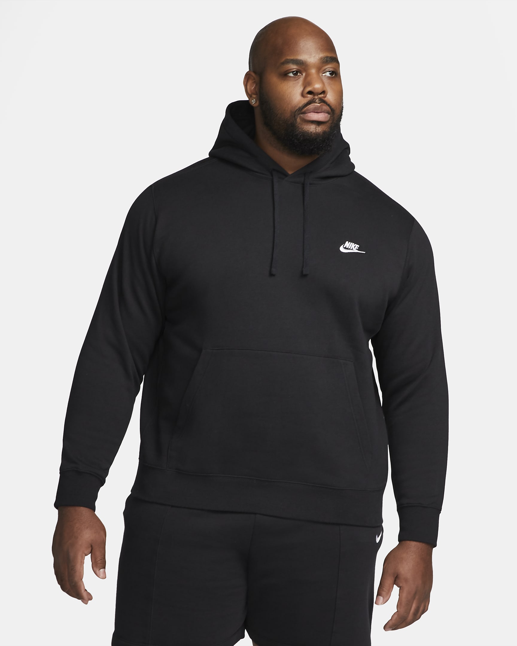 Nike Sportswear Club Fleece belebújós férfi kapucnis pulóver - Fekete/Fekete/Fehér