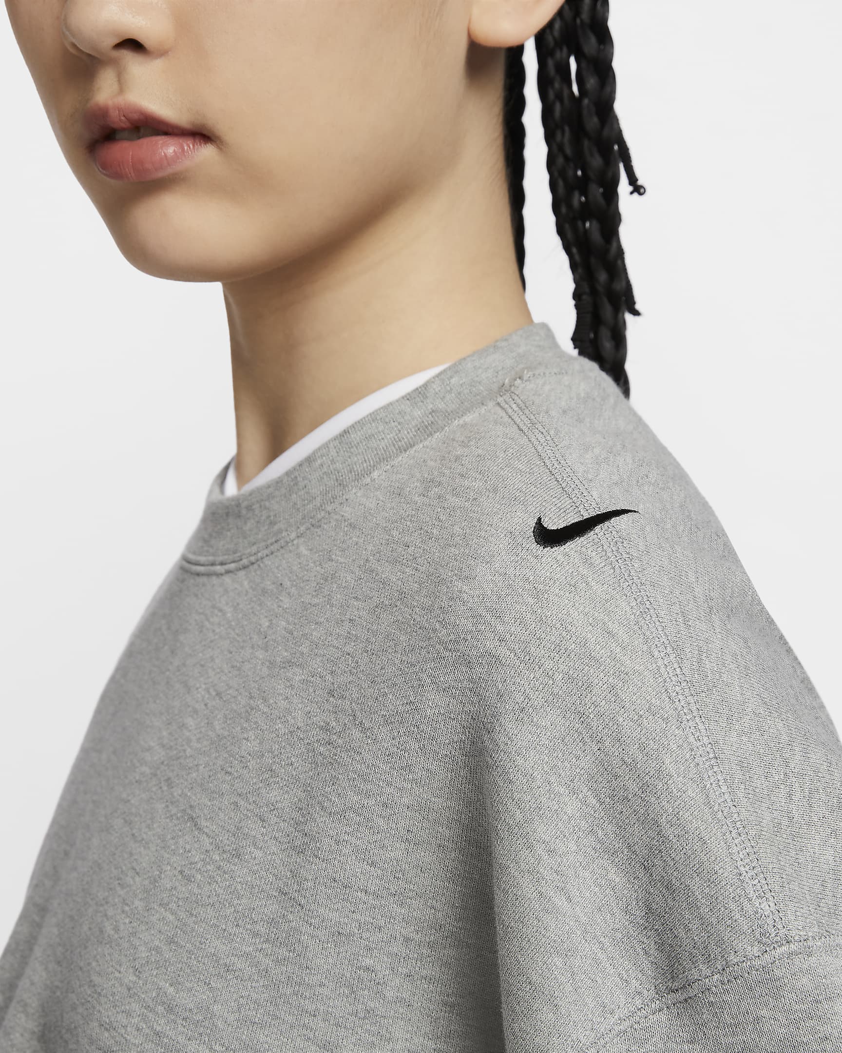 Nike Sportswear 女款寬版毛圈布短上衣 - Dark Grey Heather/黑色