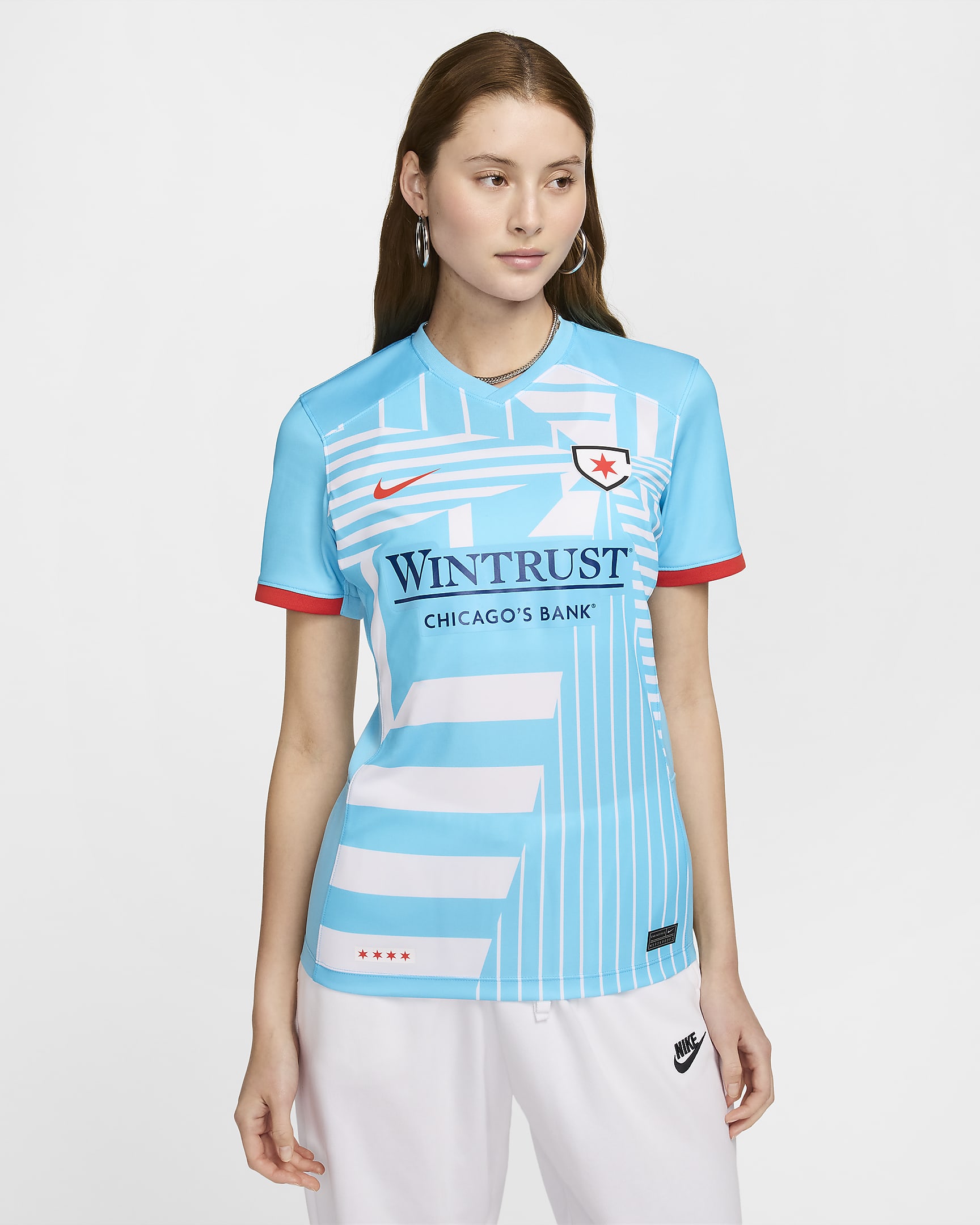 Jersey Nike Dri-FIT de la NWSL tipo réplica para mujer Chicago Red Stars 2024 Stadium Primary - Azul báltico