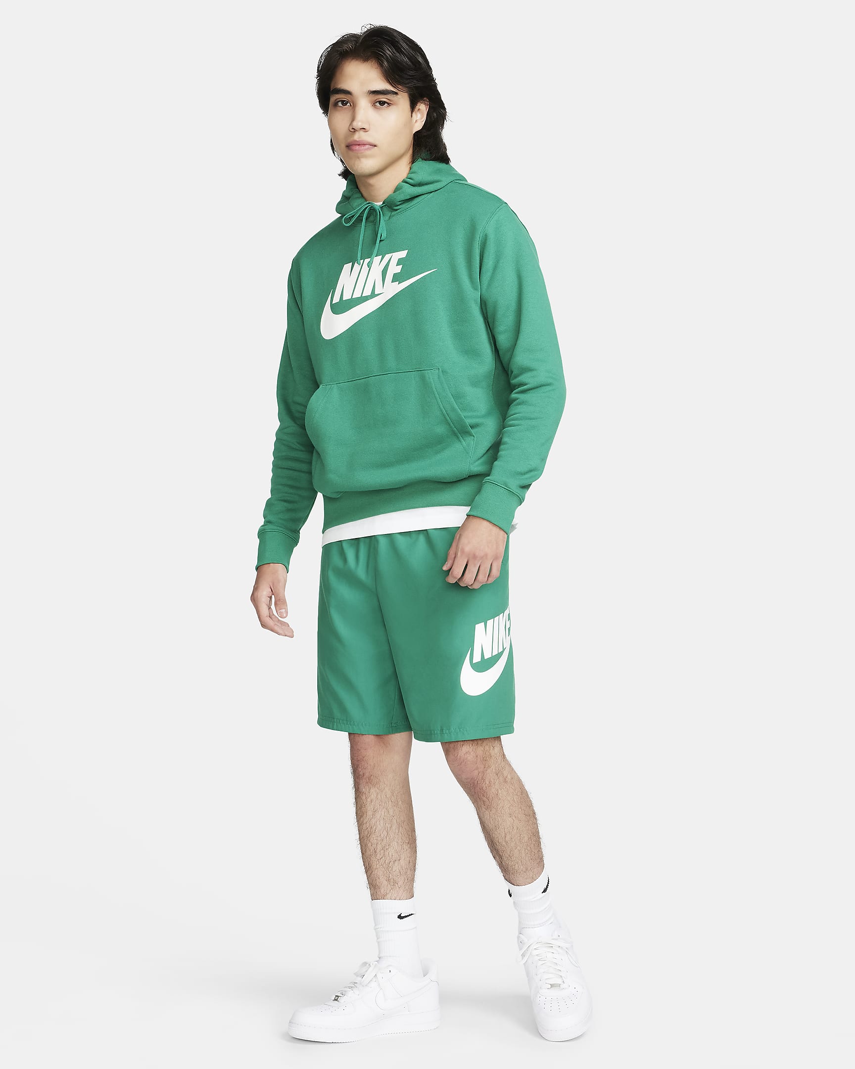 Nike Sportswear Club Fleece Men's Graphic Pullover Hoodie - Malachite/Malachite/White