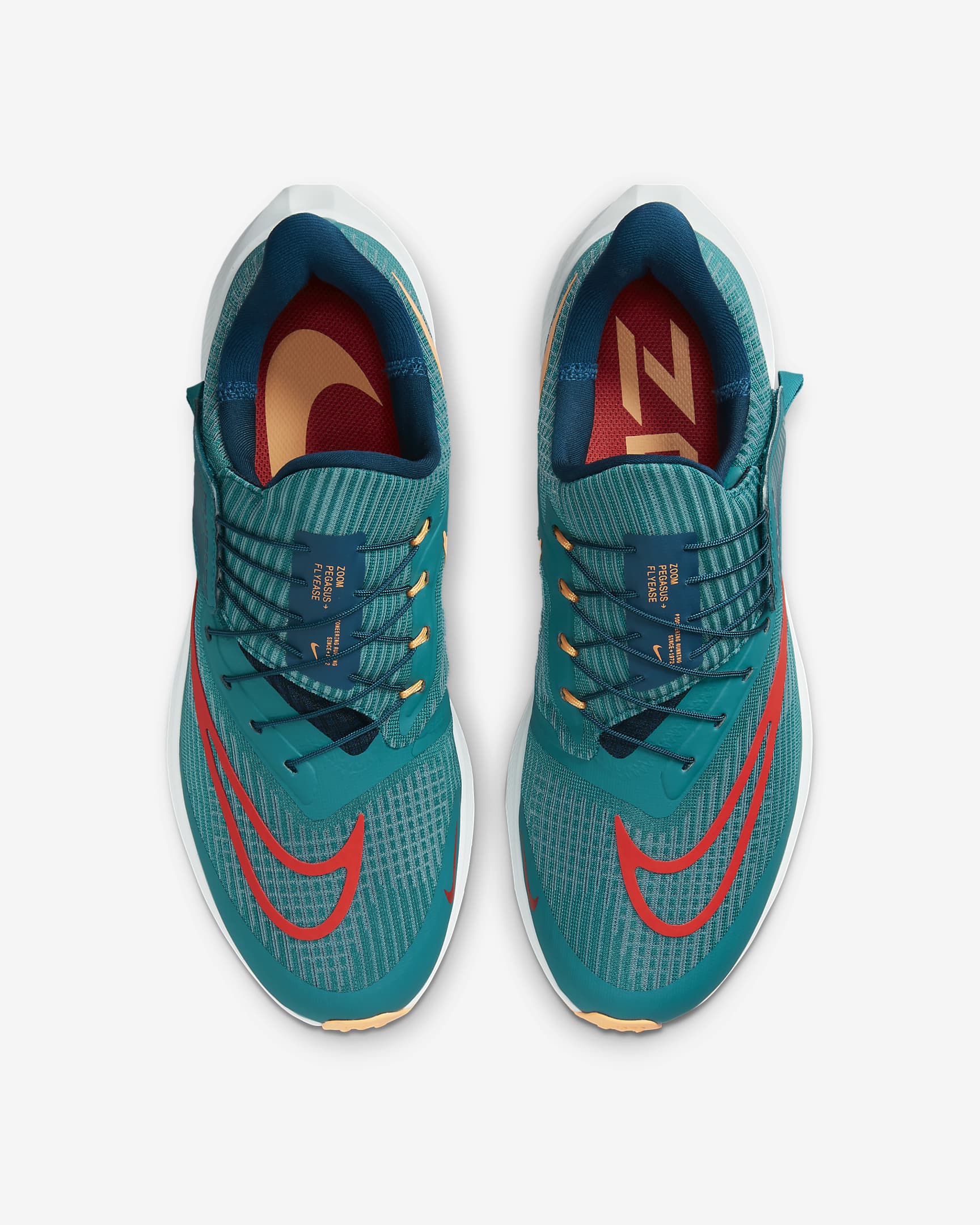 Nike Pegasus FlyEase Men's Easy On/Off Road Running Shoes - Bright Spruce/Valerian Blue/Peach Cream/Light Crimson