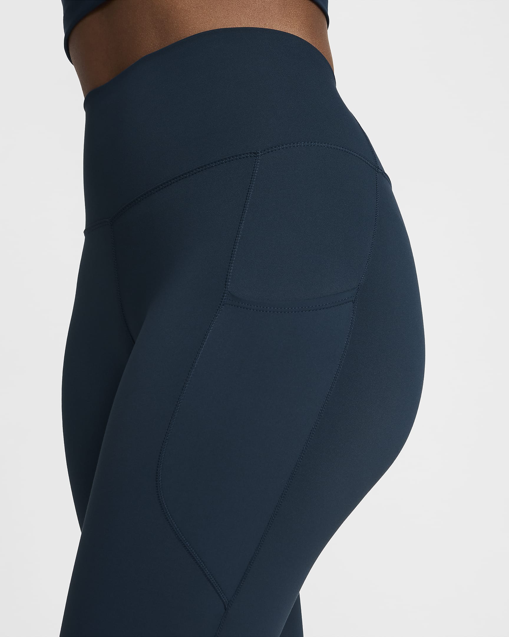 Leggings tiro alto de 7/8 con bolsillos para mujer Nike One - Azul marino militar/Negro