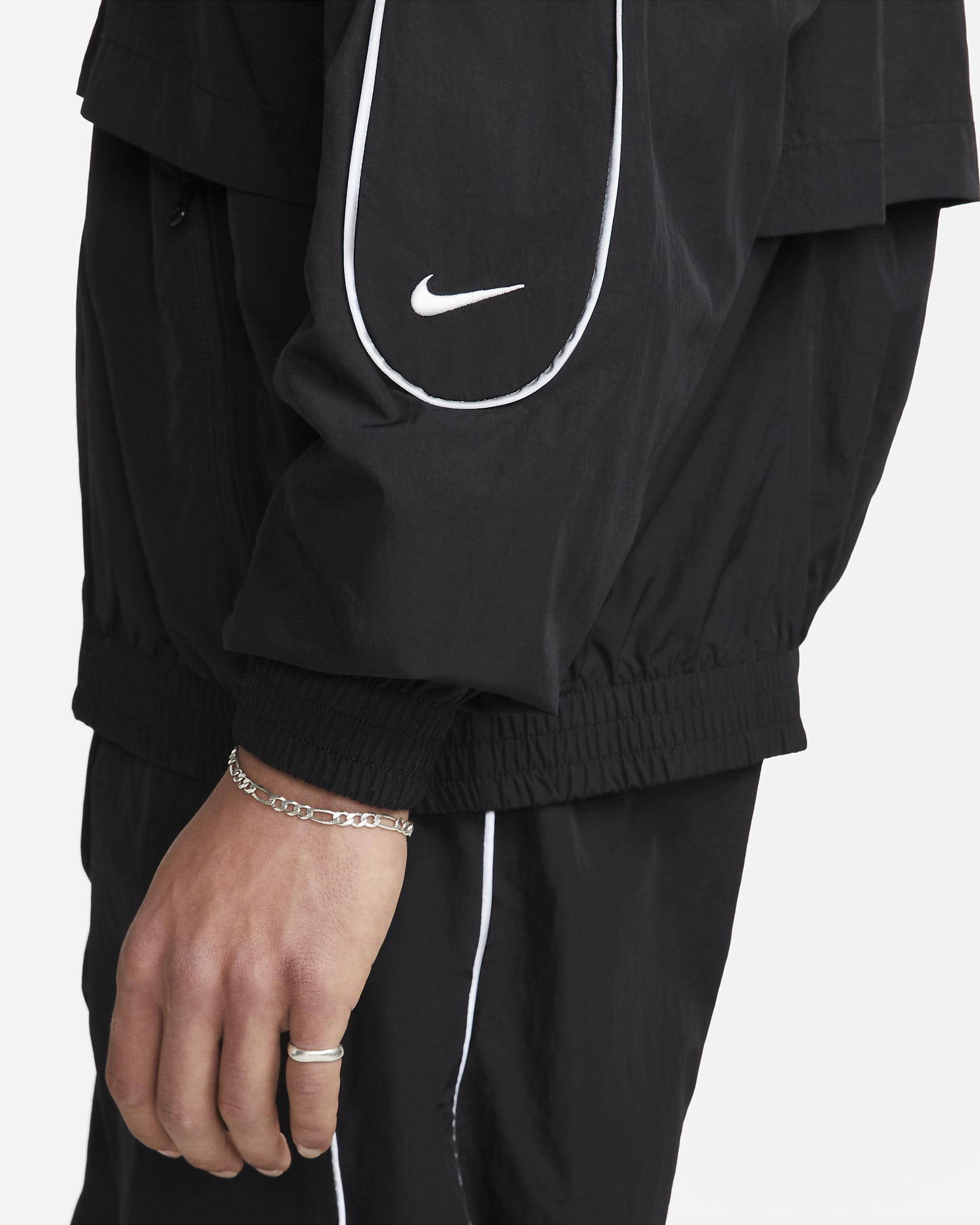 Ανδρικό υφαντό τζάκετ φόρμας Nike Sportswear Solo Swoosh - Μαύρο/Λευκό