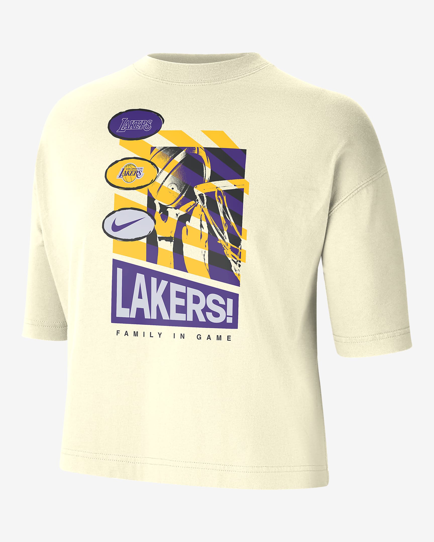 T-shirt boxy Los Angeles Lakers Courtside Nike NBA – Donna - Coconut Milk