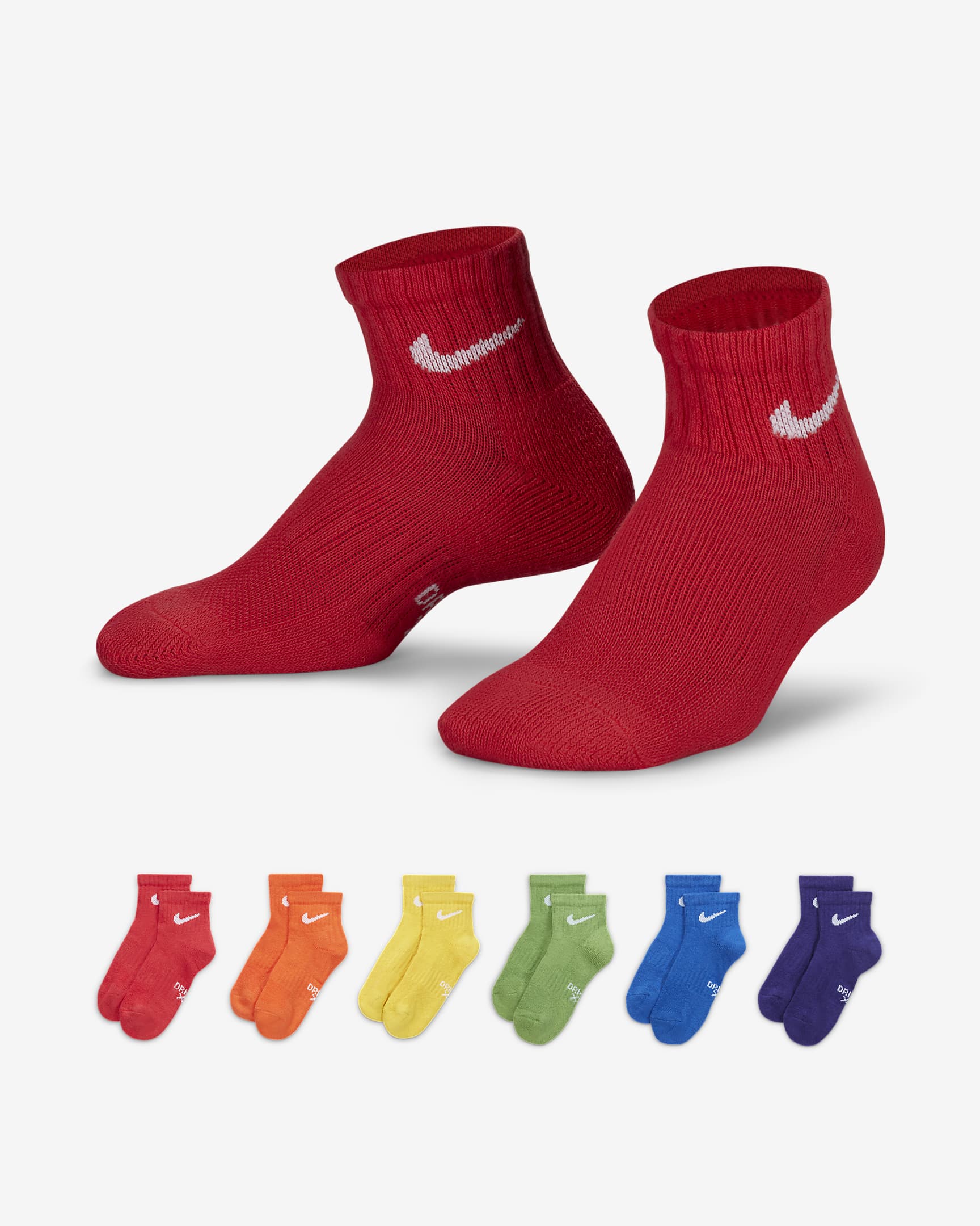 Nike Dri-FIT Younger Kids' Ankle Socks (6-Pack) - Multi-Colour