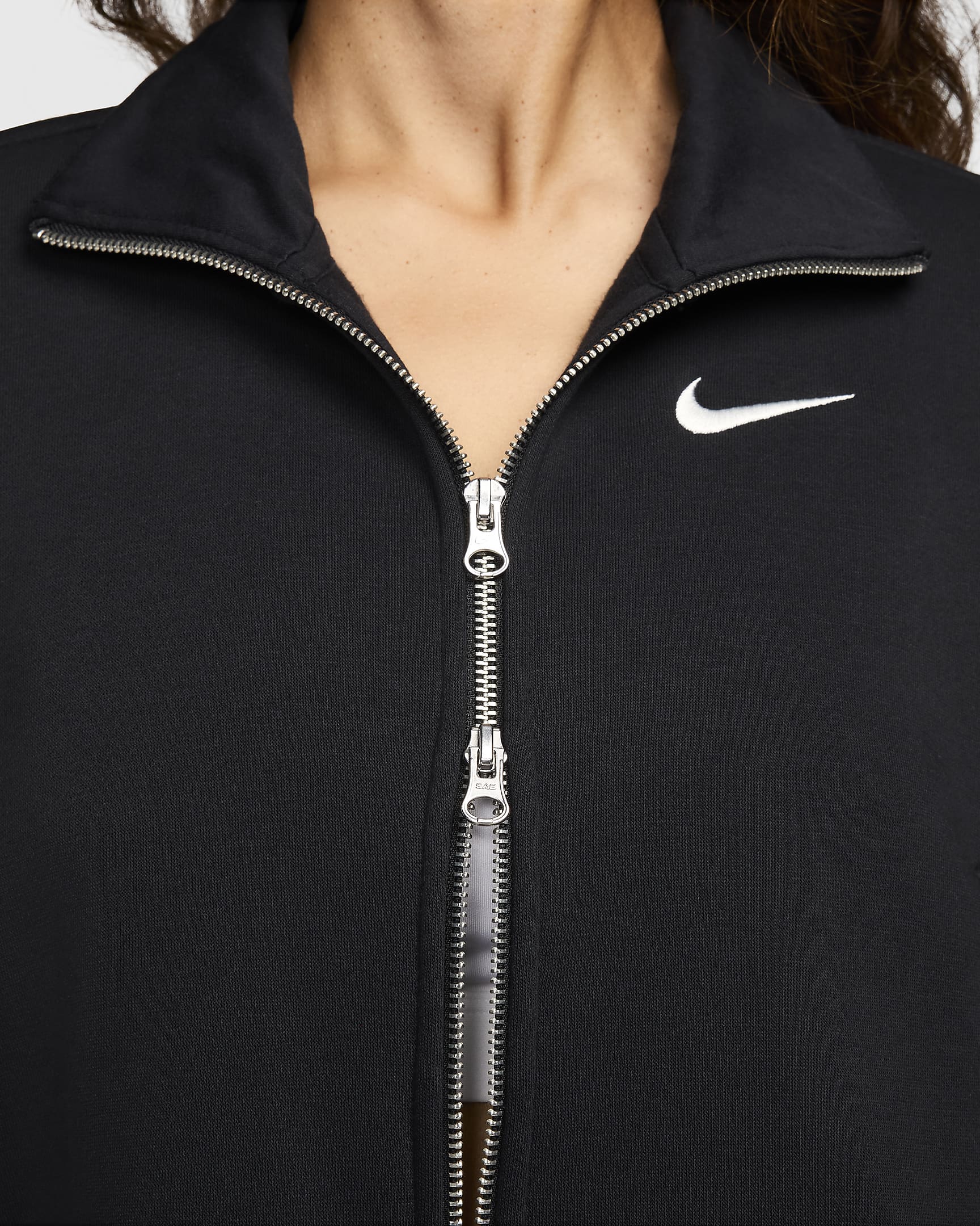 Nike Sportswear Phoenix Fleece túlméretezett női melegítőfelső - Fekete/Sail