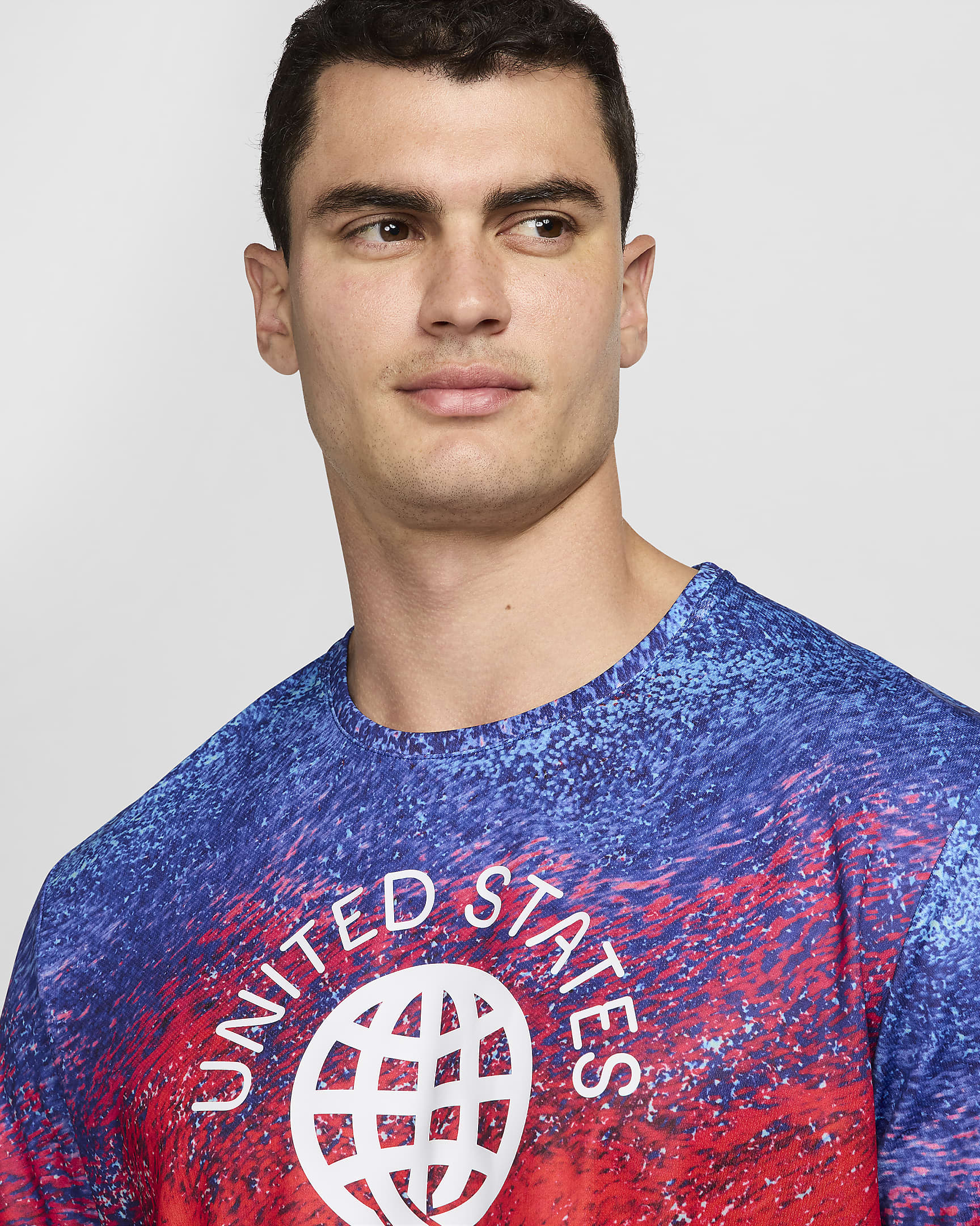 USA Miler Nike Dri-FIT rövid ujjú férfi futófelső - Bright Crimson/Old Royal/Fehér