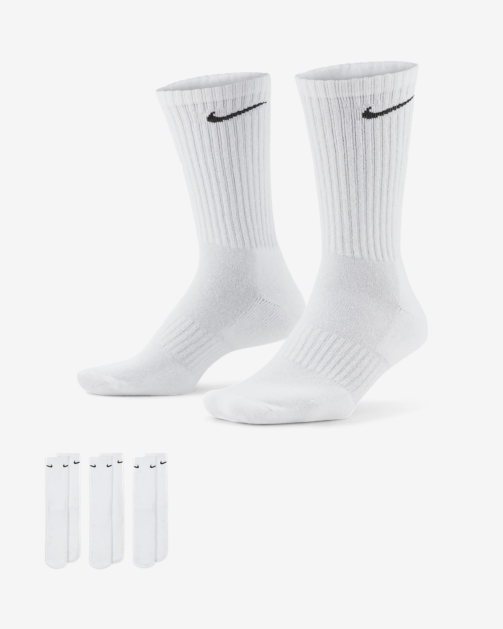 Nike Everyday Cushioned Training Crew Socks (3 Pairs) - White/Black
