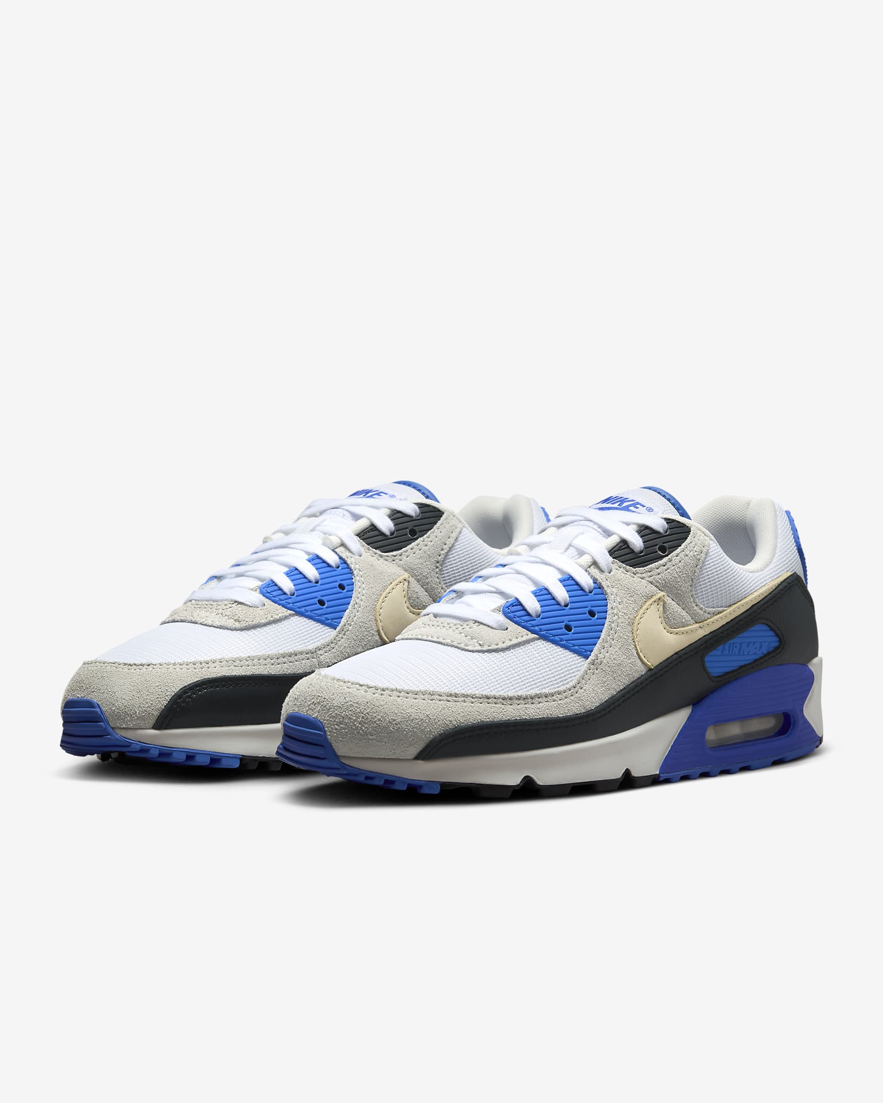 Nike Air Max 90 Premium Schuh (Herren) - Weiß/Racer Blue/Schwarz/Khaki