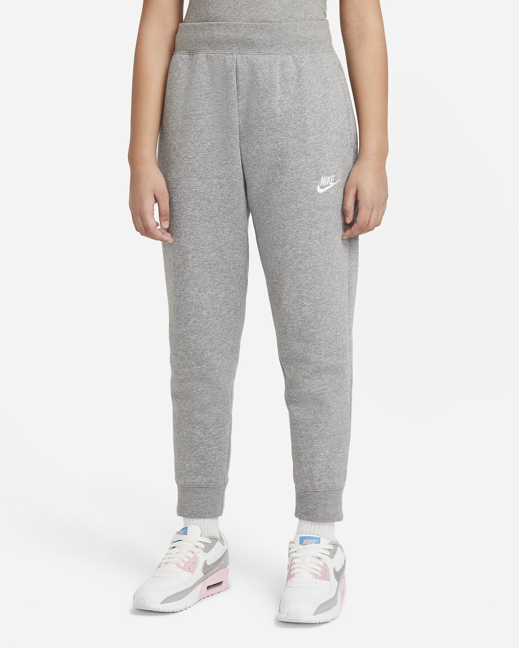 Nike Sportswear Club Fleece Older Kids' (Girls') Trousers - Carbon Heather/White