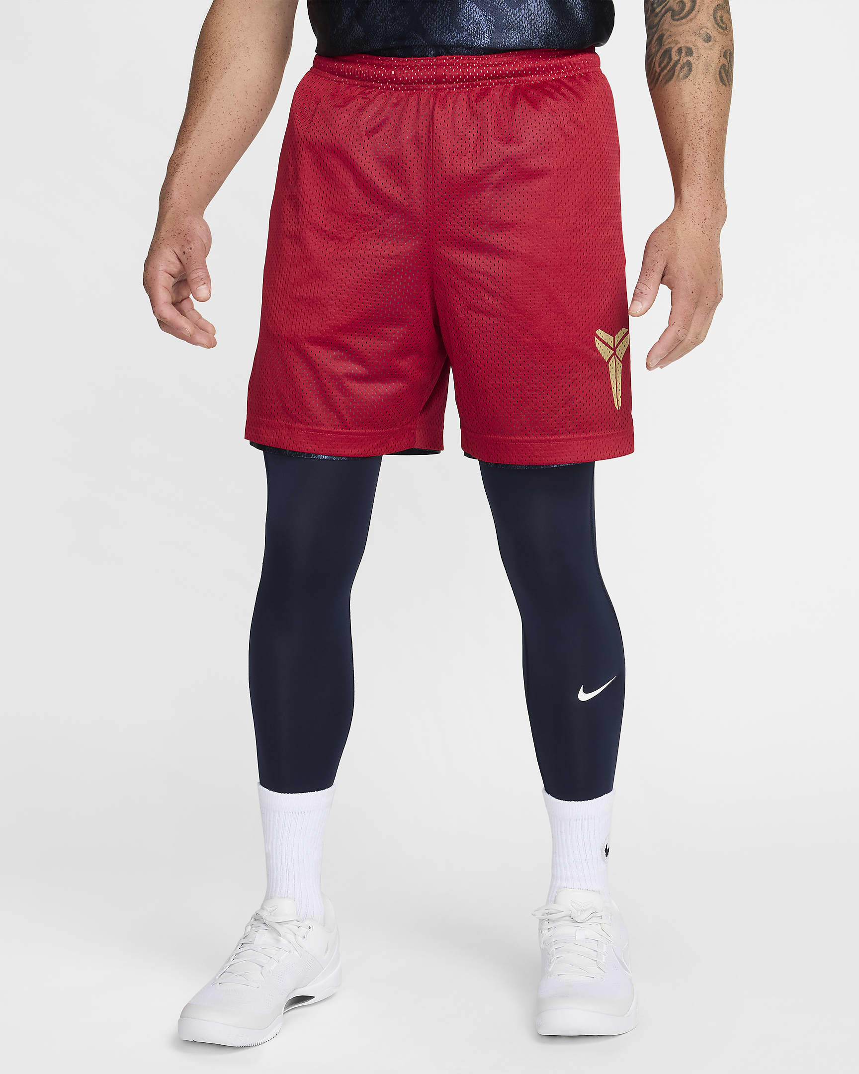 Kobe Men's 15cm (approx.) Nike Dri-FIT Standard Issue Reversible Basketball Shorts - Dark Obsidian/Varsity Red/Jersey Gold