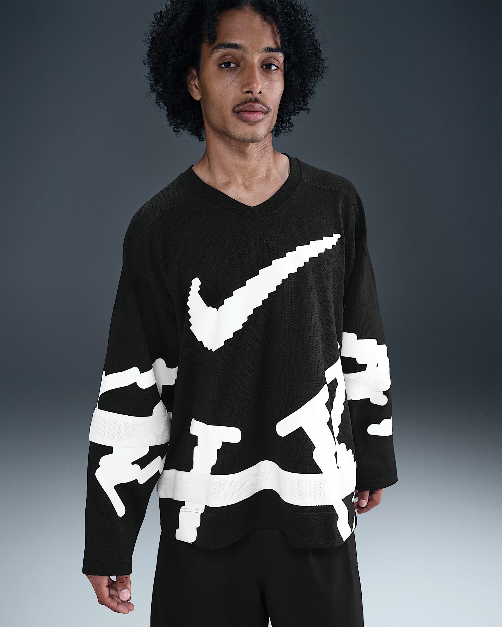Camiseta de hockey para hombre Nike Sportswear Club - Negro/Blanco/Blanco
