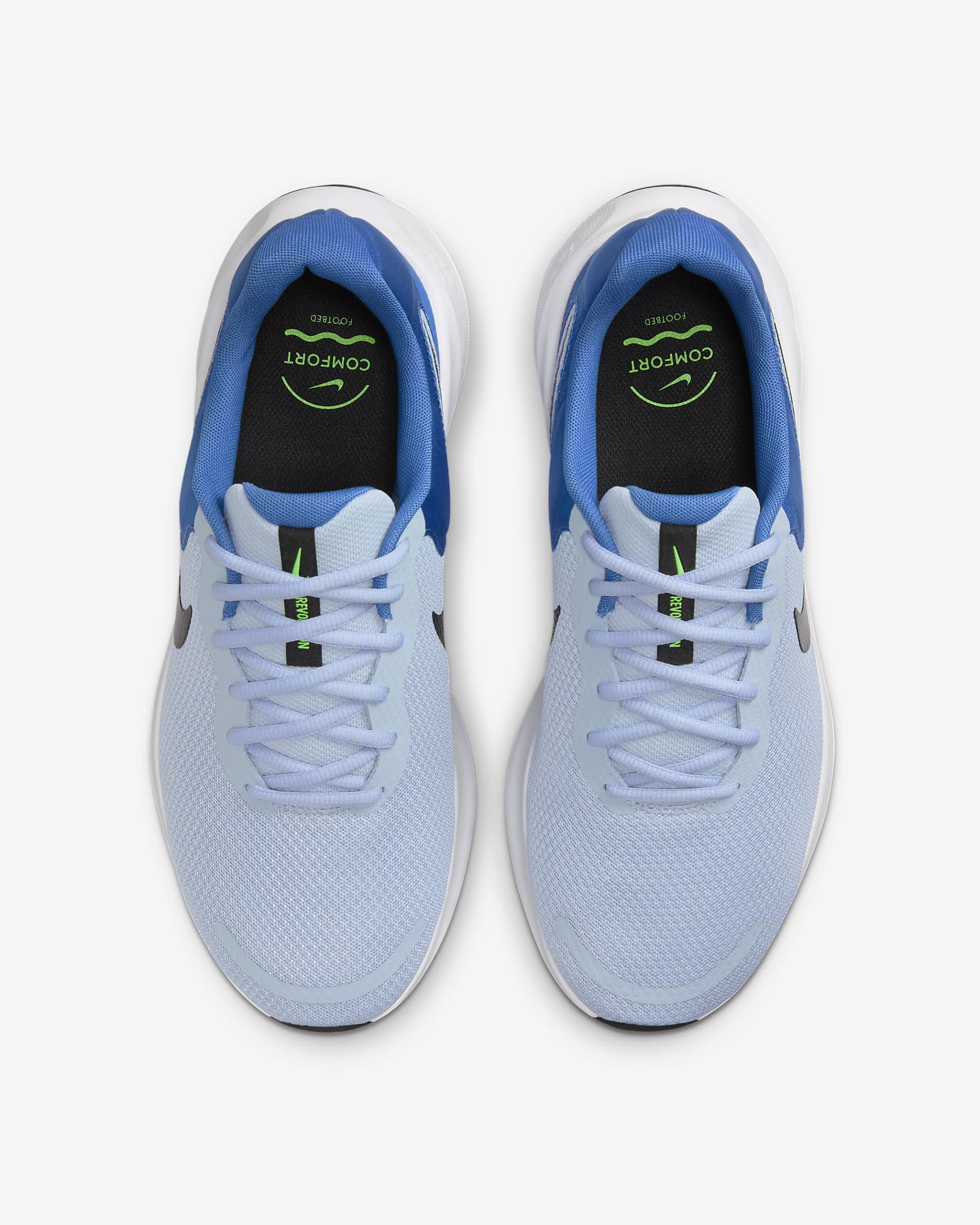 Nike Revolution 7 Men's Road Running Shoes (Extra Wide) - Light Armoury Blue/Star Blue/Green Strike/Black