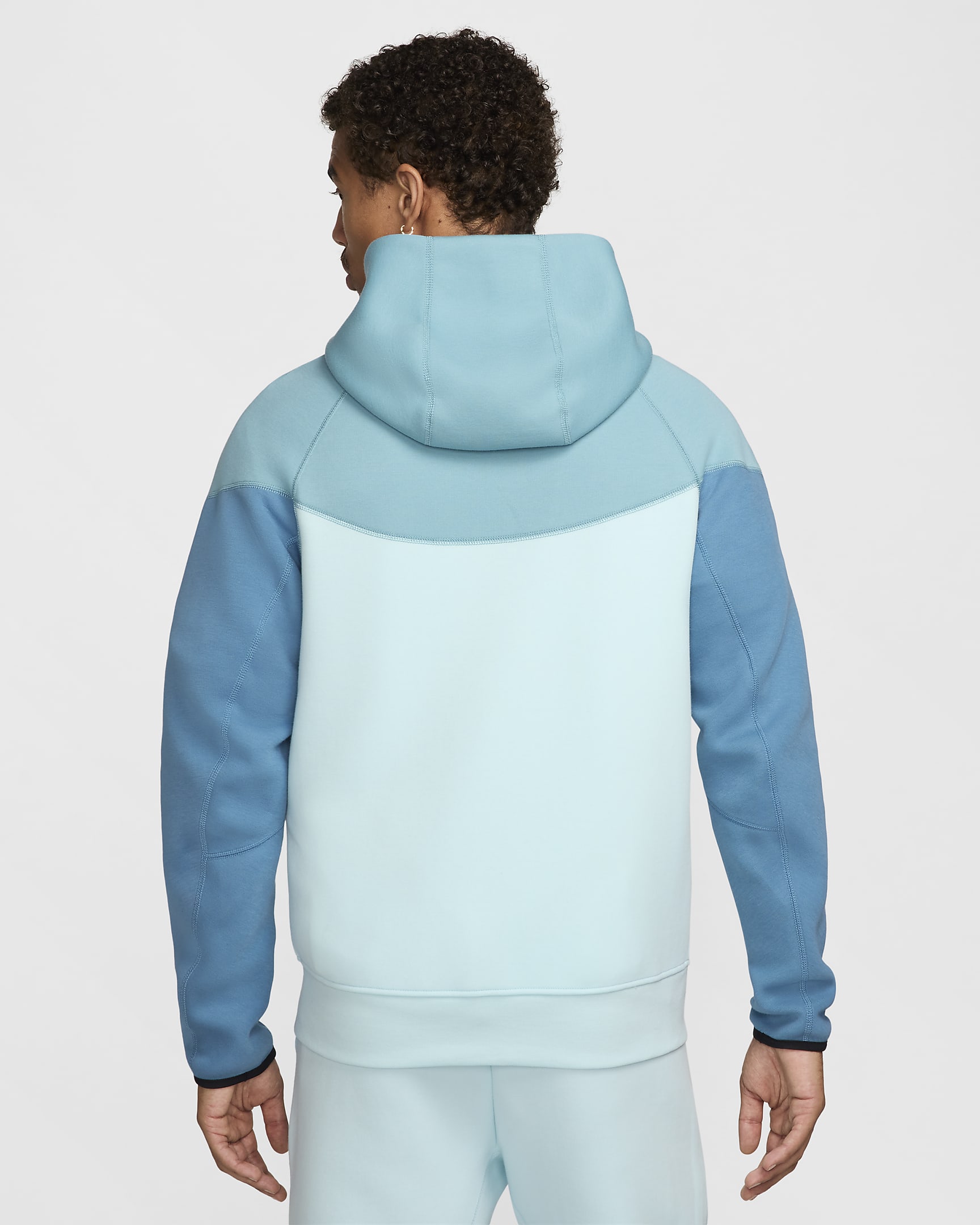 Sweat à capuche entièrement zippé Nike Sportswear Tech Fleece Windrunner pour Homme - Denim Turquoise/Glacier Blue/Aegean Storm/Noir